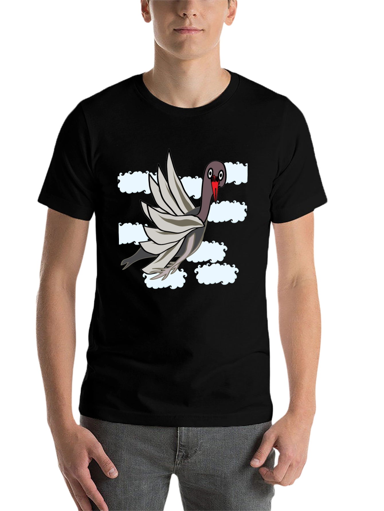 Black Funny Pigeon Graphic T-Shirt view 7