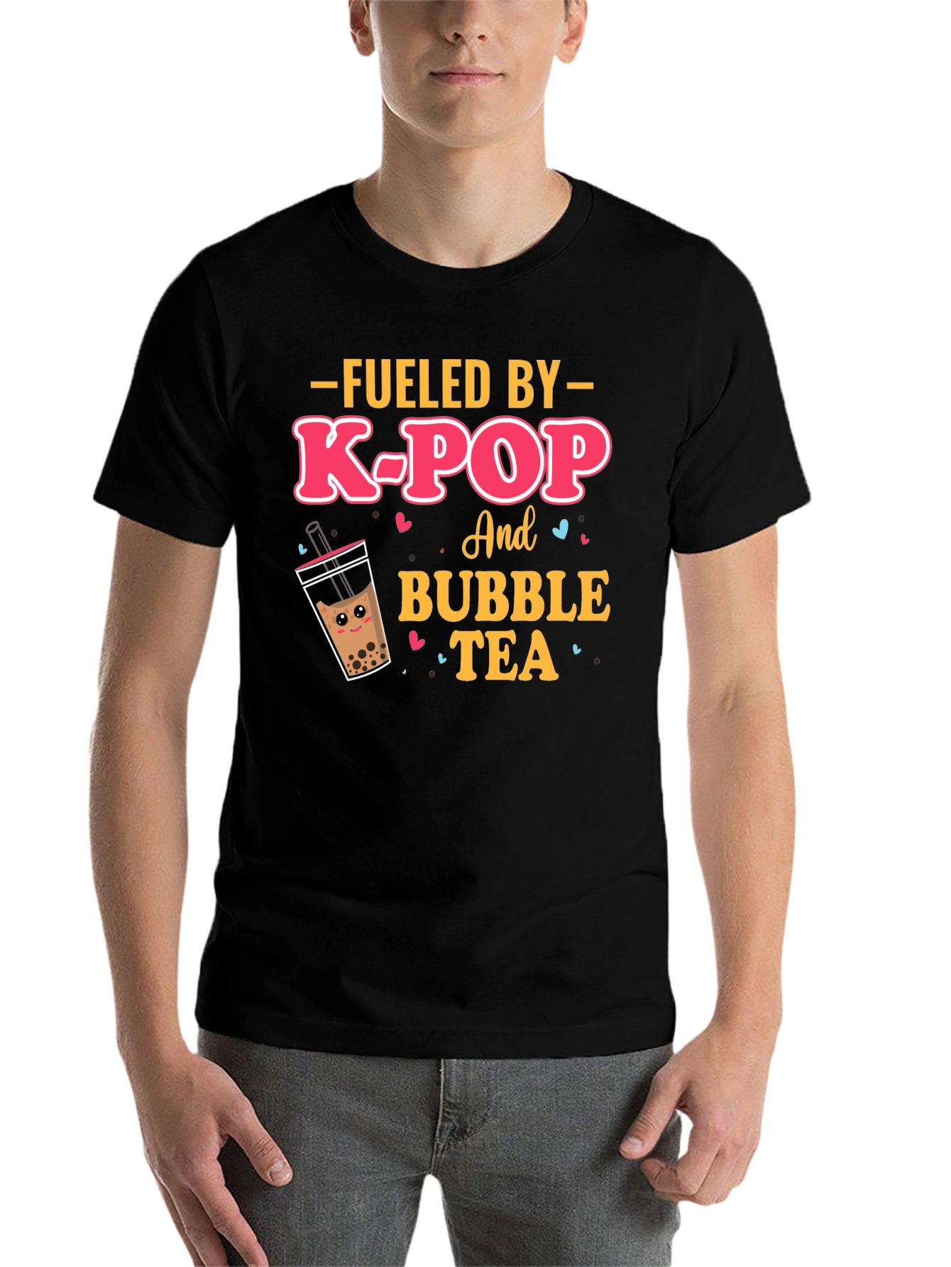 Black Fueled By K-Pop & Bubble Tea Graphic Tee view 7