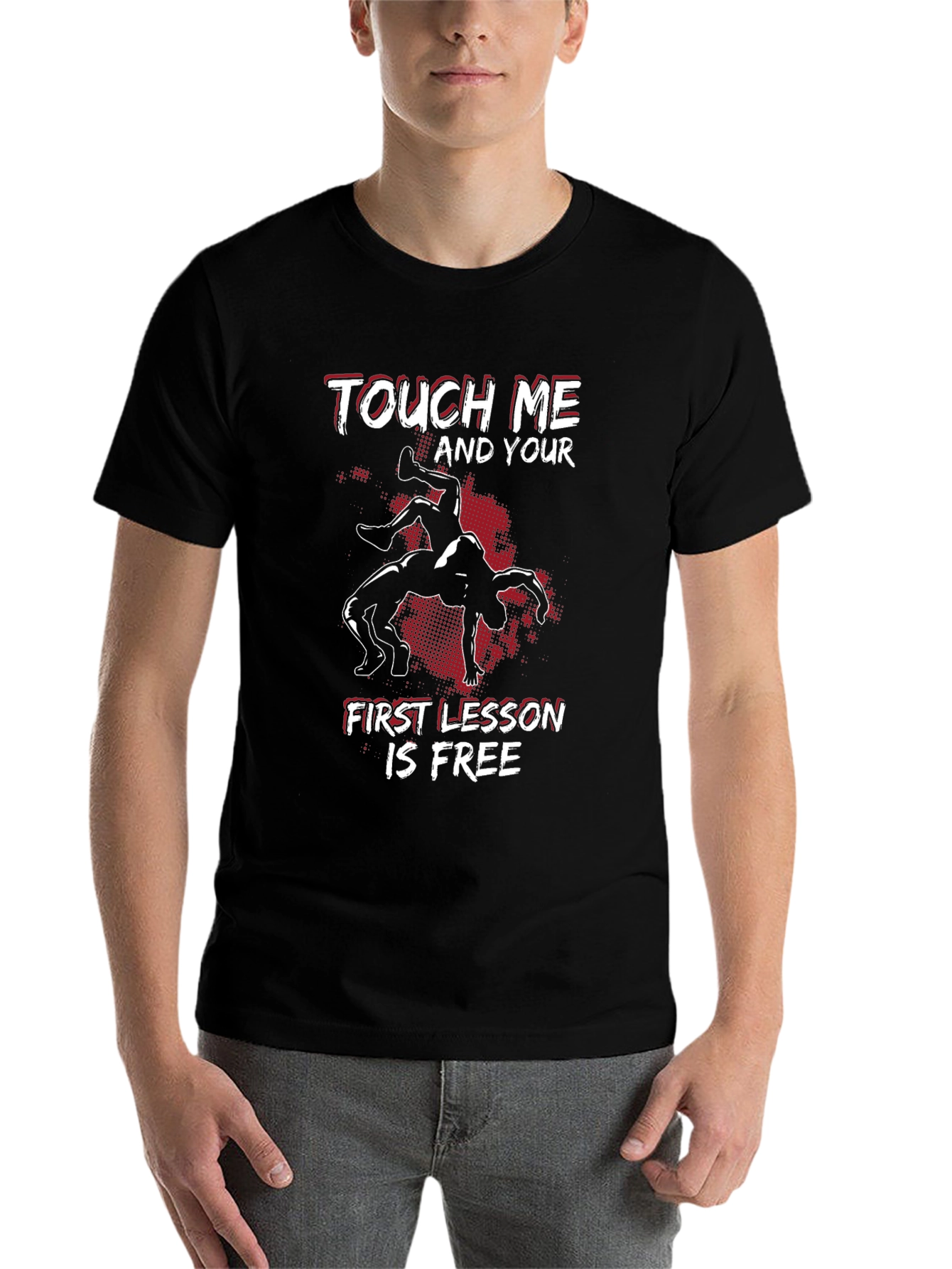 Black Wrestling T-Shirt: Touch Me, First Lesson Free view 7