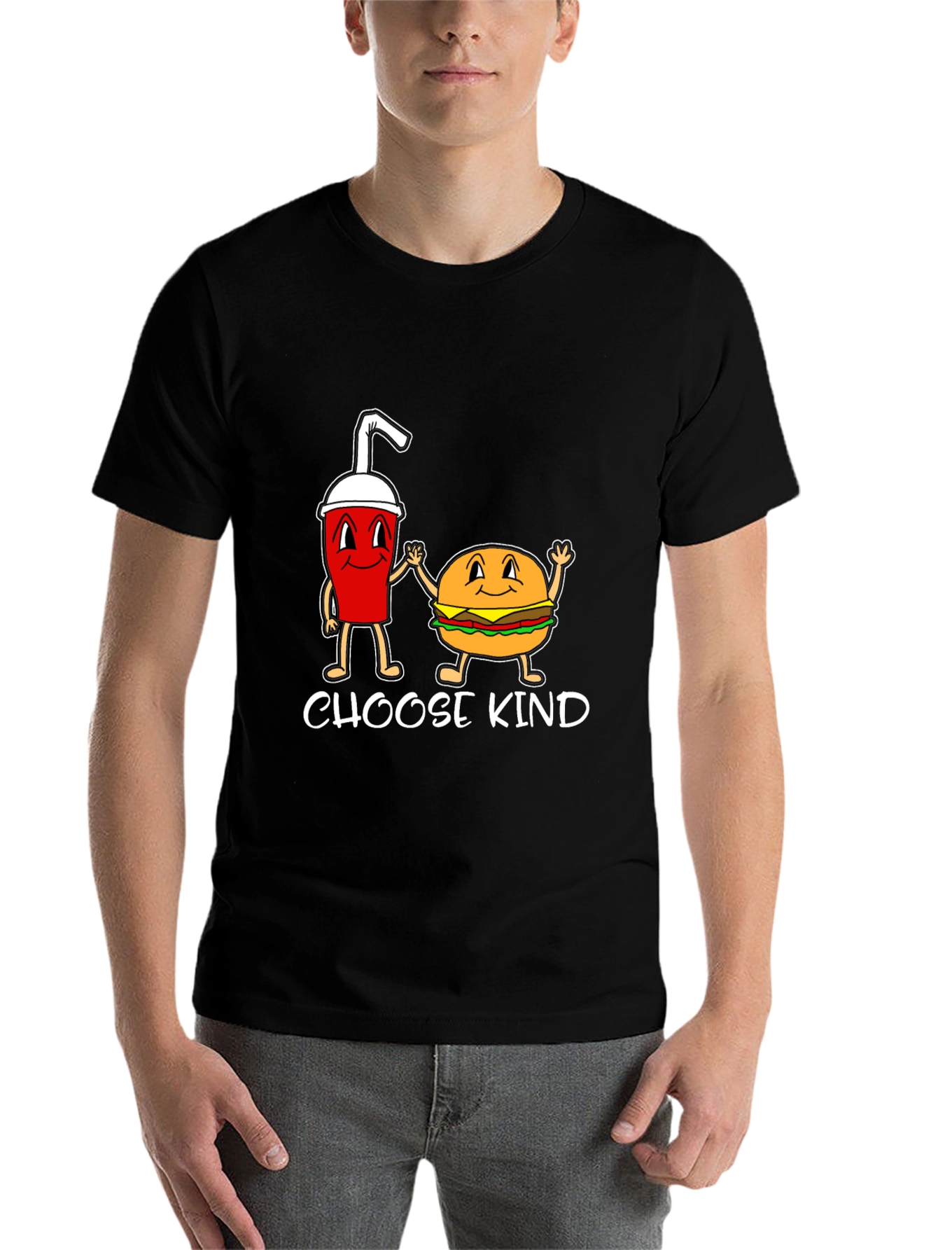 Black Choose Kind Burger & Drink Graphic Tee view 7