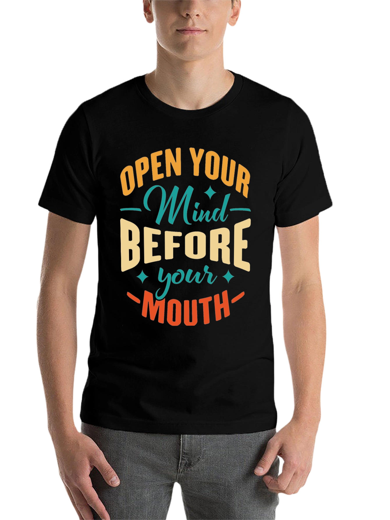 Black Open Mind Graphic Tee - Unisex view 7