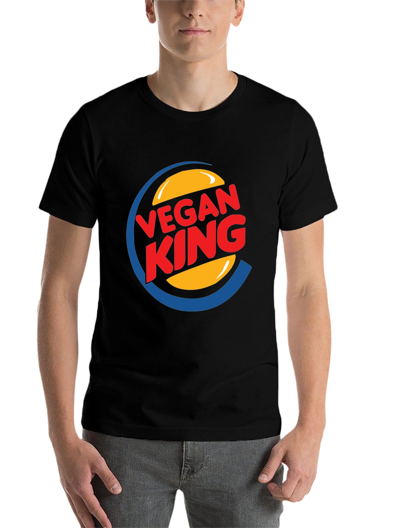 Black Vegan King Graphic Tee - Black Cotton Blend view 7