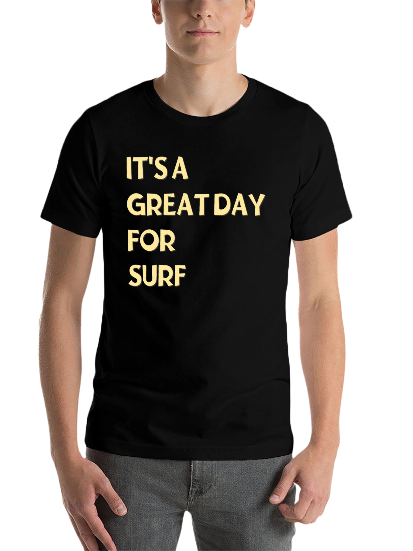Black It's a Great Day for Surf T-Shirt view 7
