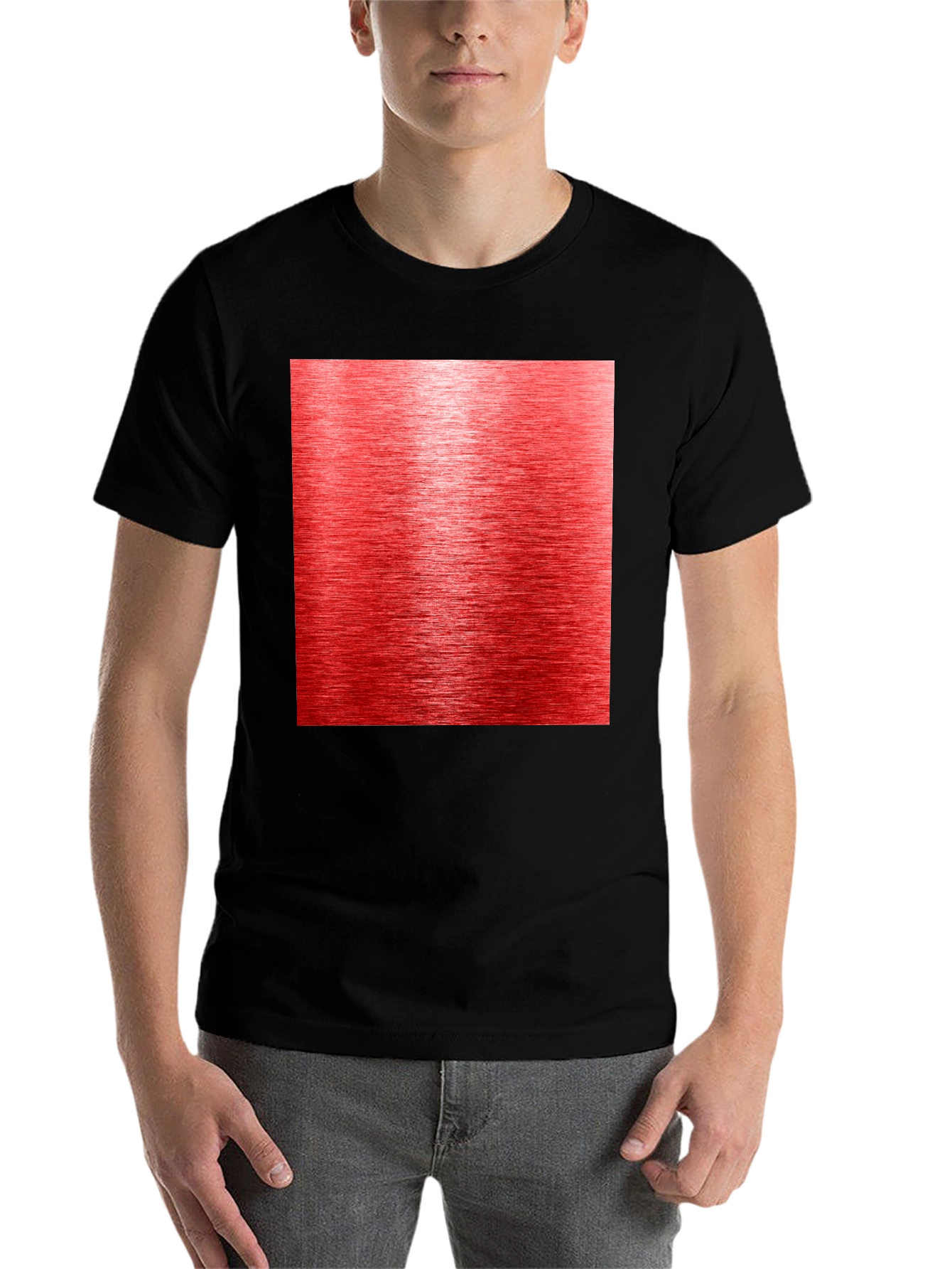 Black Red Metallic Texture Black T-Shirt view 7