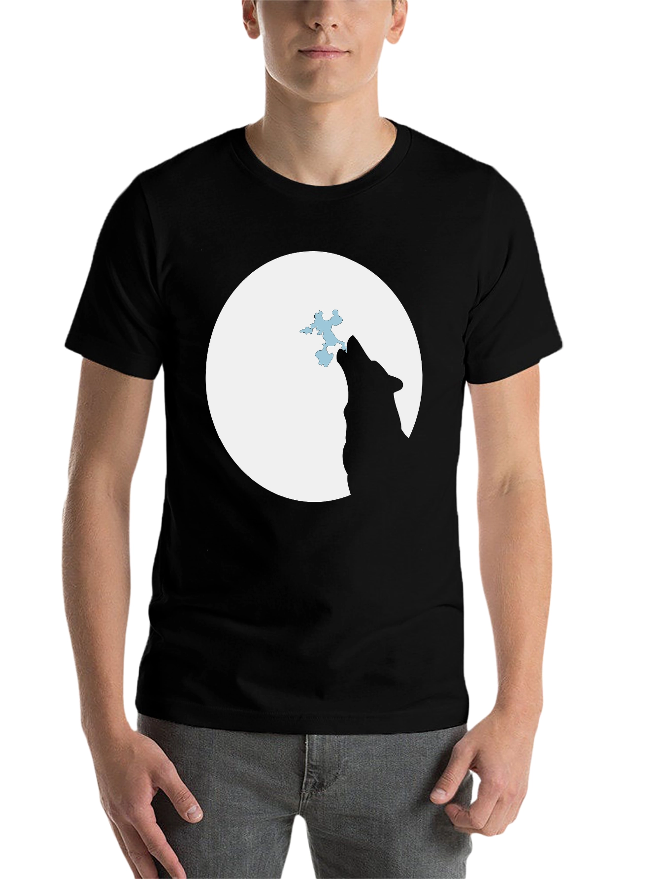 Black Wolf Moon T-Shirt - Black Graphic Tee view 7