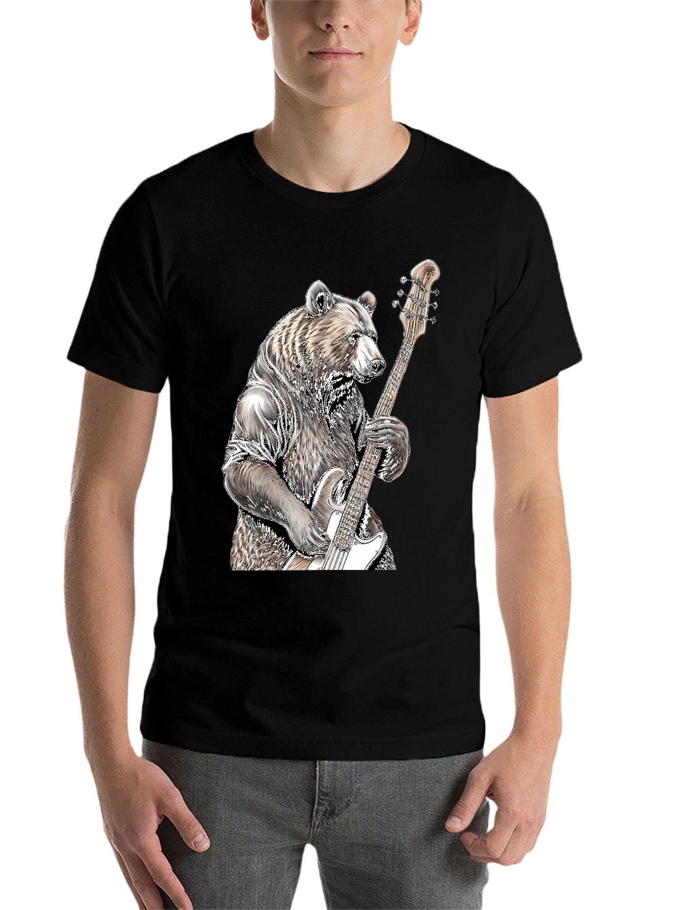 Black Bear Bass Guitar T-Shirt view 7