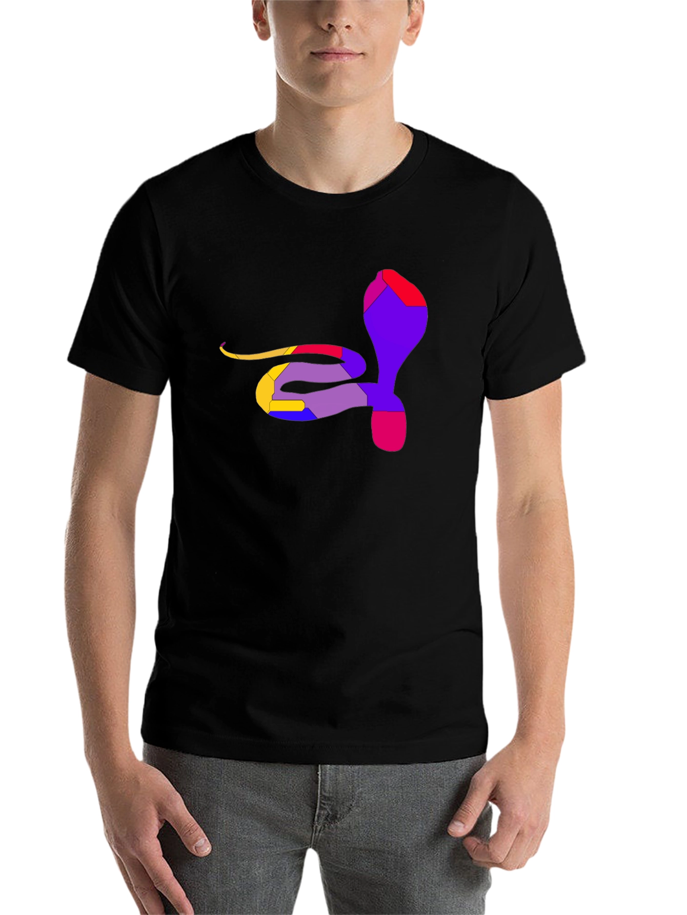 Abstract Cobra Graphic Tee - Men's Black T-Shirt - 7