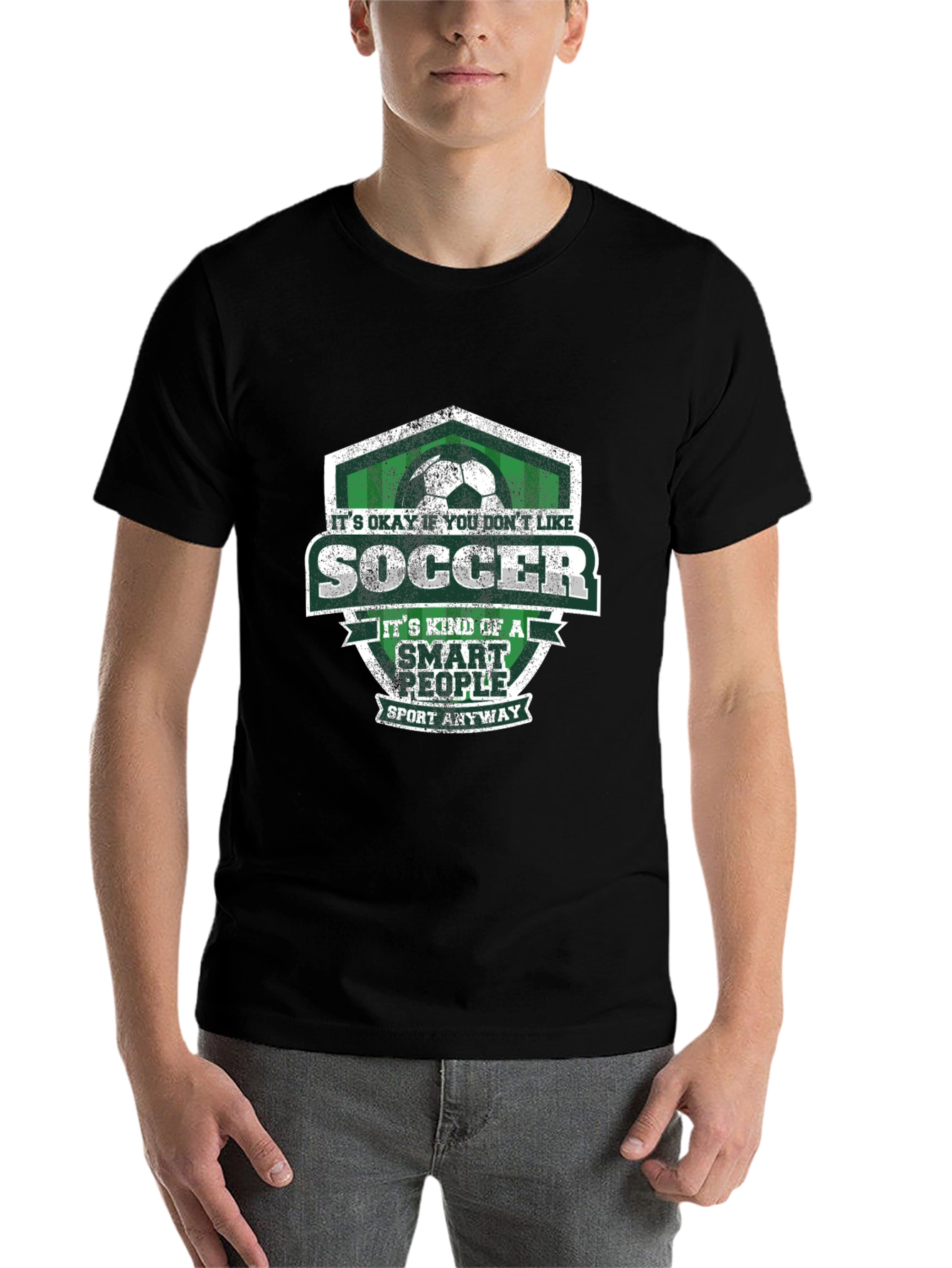 Black Soccer Smart People Graphic T-Shirt view 7