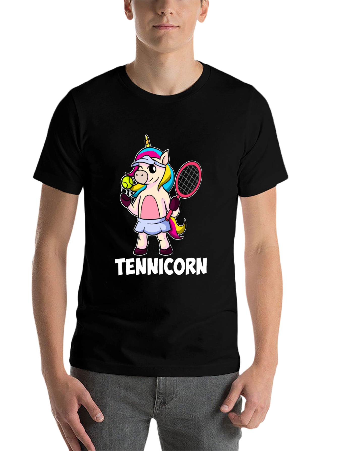 Black Tennicorn Graphic T-Shirt - Tennis Unicorn view 7