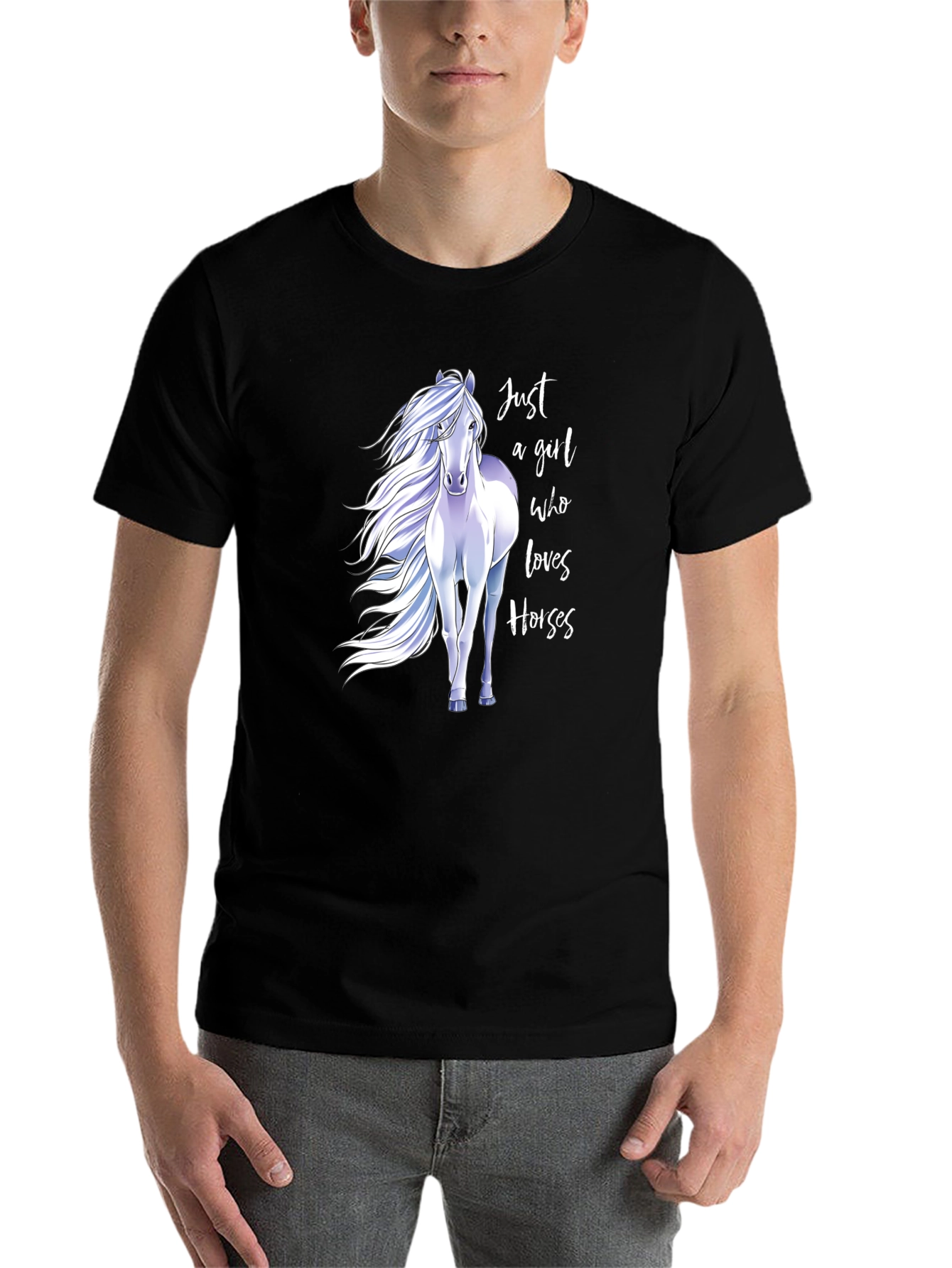 Black Just A Girl Who Loves Horses Graphic Tee - Black view 7