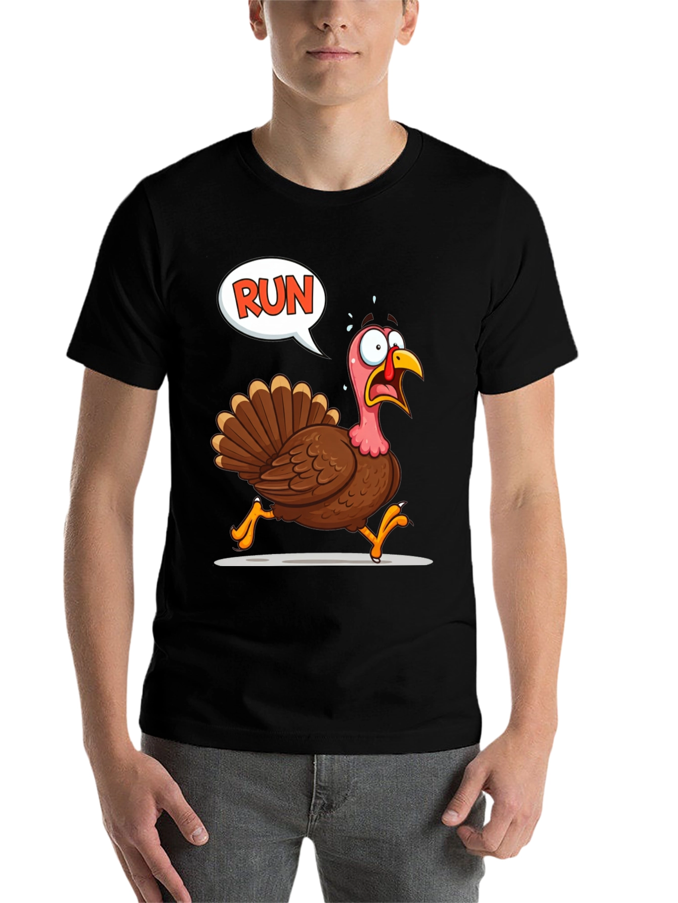 Black Run Turkey T-Shirt - Thanksgiving Fun view 7
