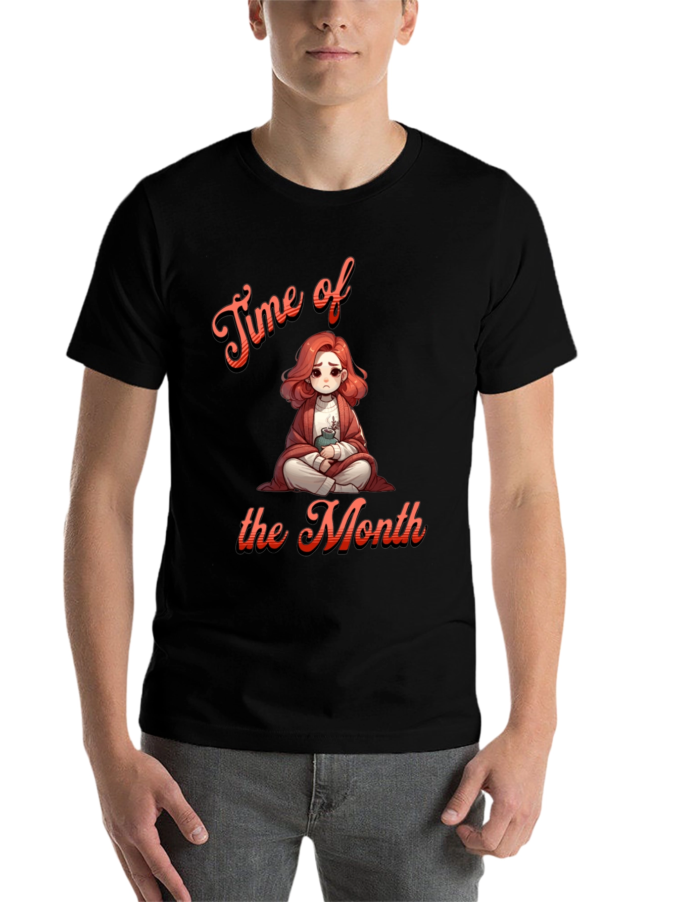 Black Time of the Month Graphic T-Shirt Funny Period Tee view 7