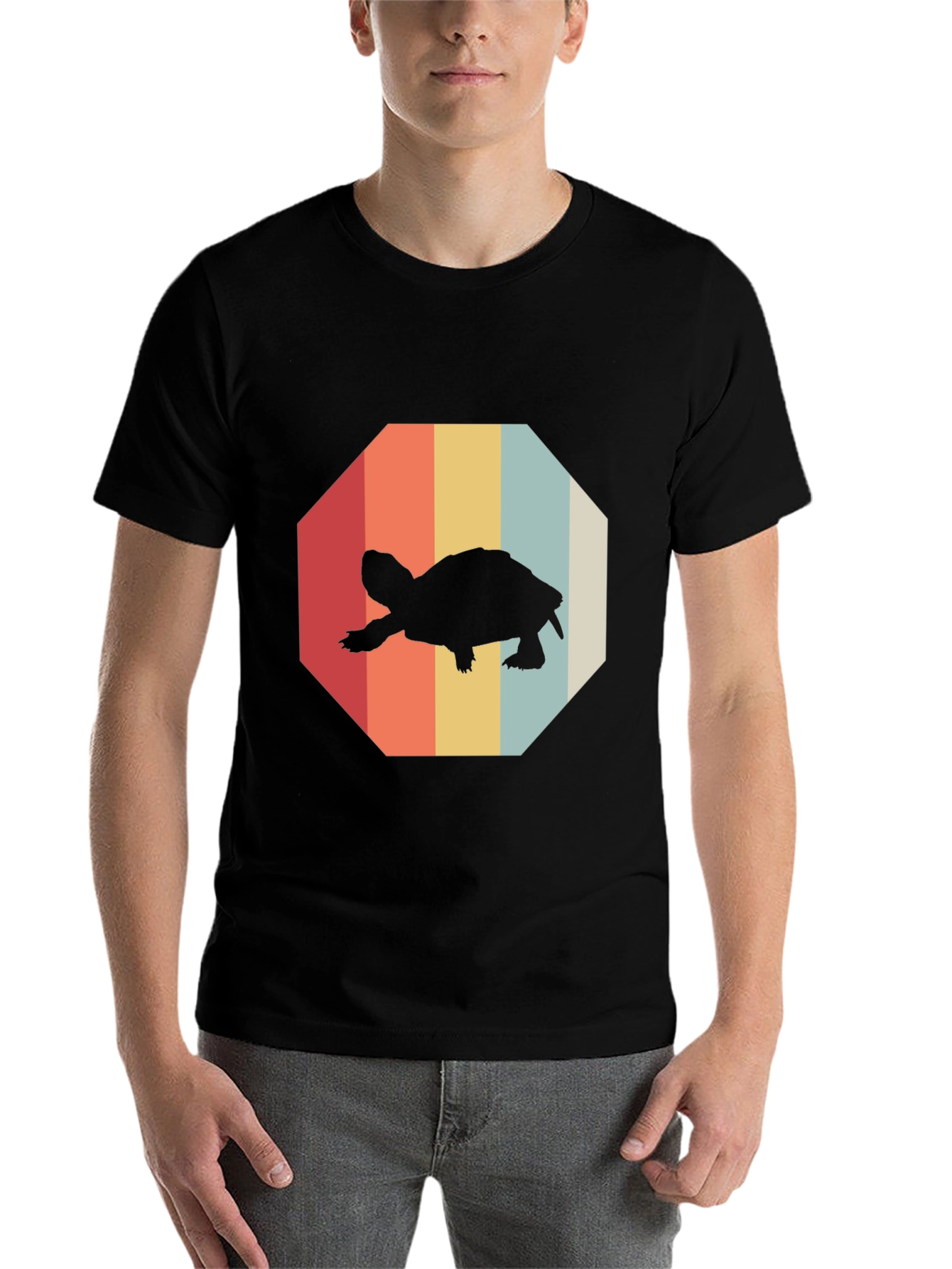 Black Retro Turtle Graphic Tee - Vintage Style T-Shirt view 7
