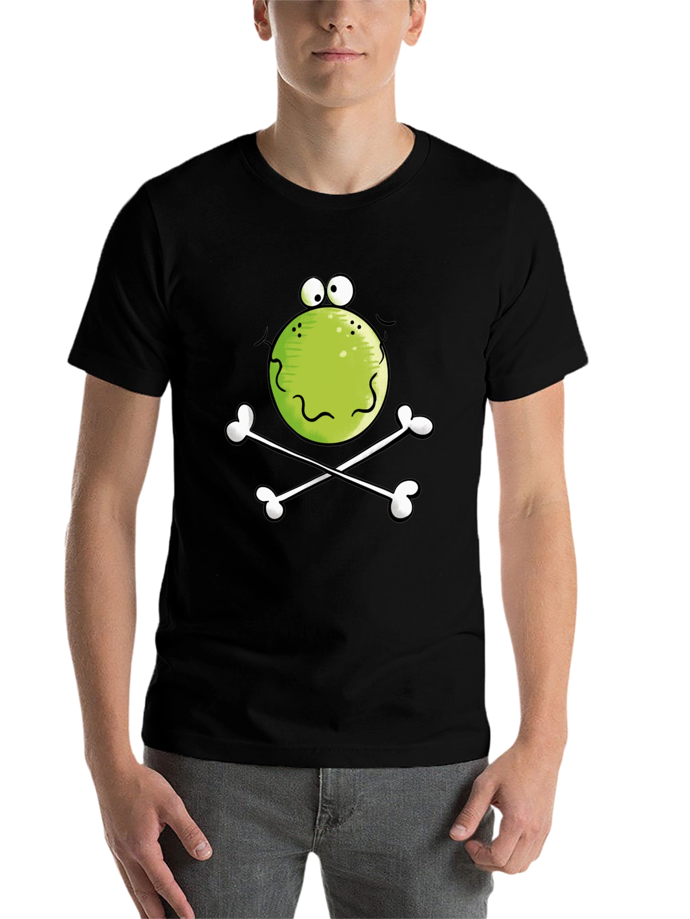 Black Funny Frog Skull Black T-Shirt view 7