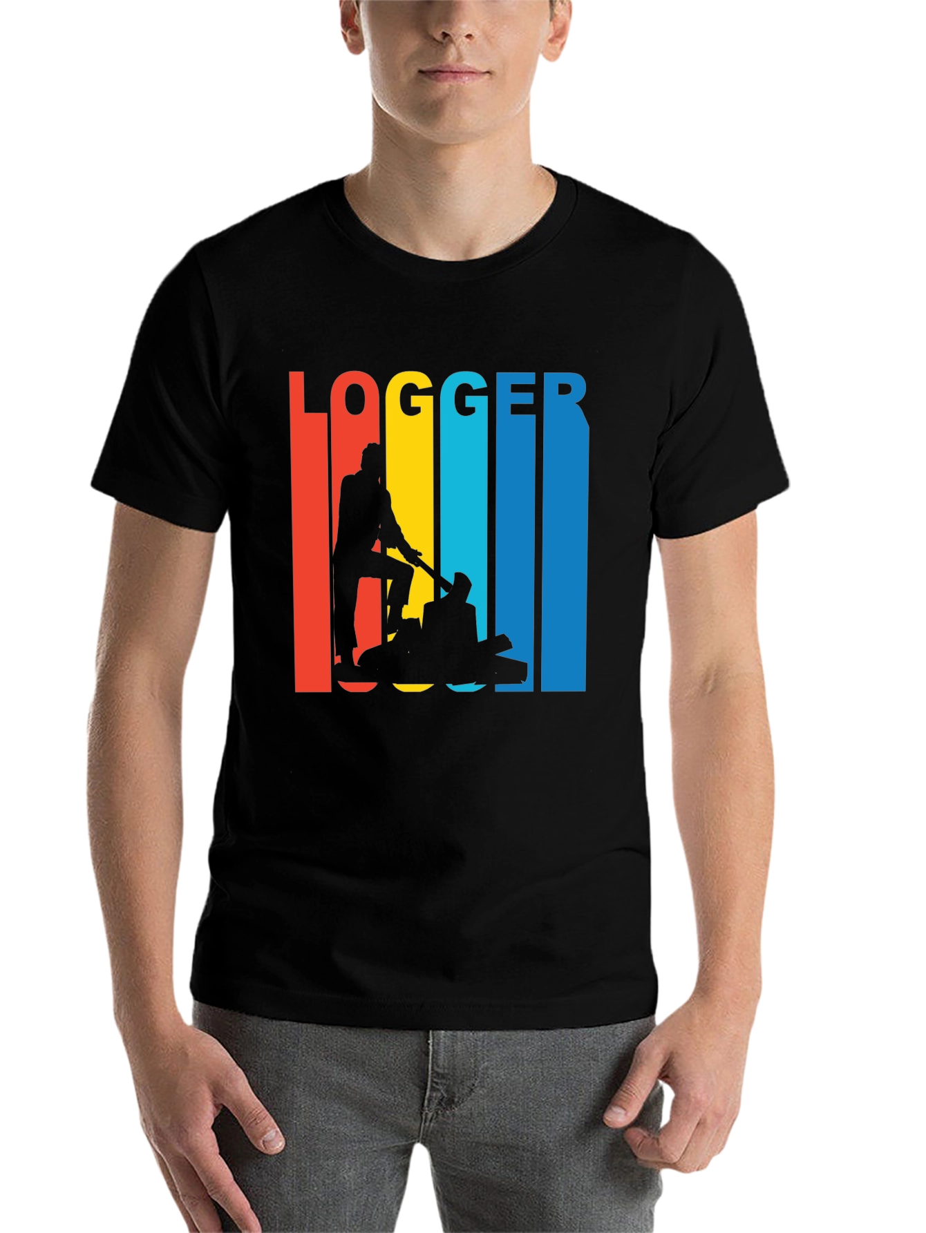 Black Logger Retro T-Shirt - Lumberjack Graphic Tee view 7