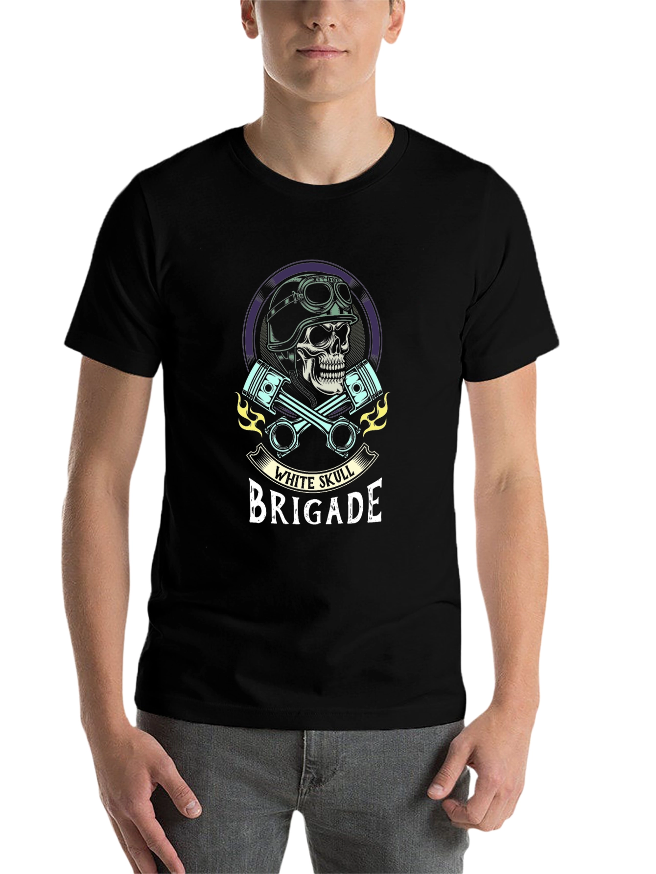 Black Skull Brigade Graphic T-Shirt - Biker Style view 7