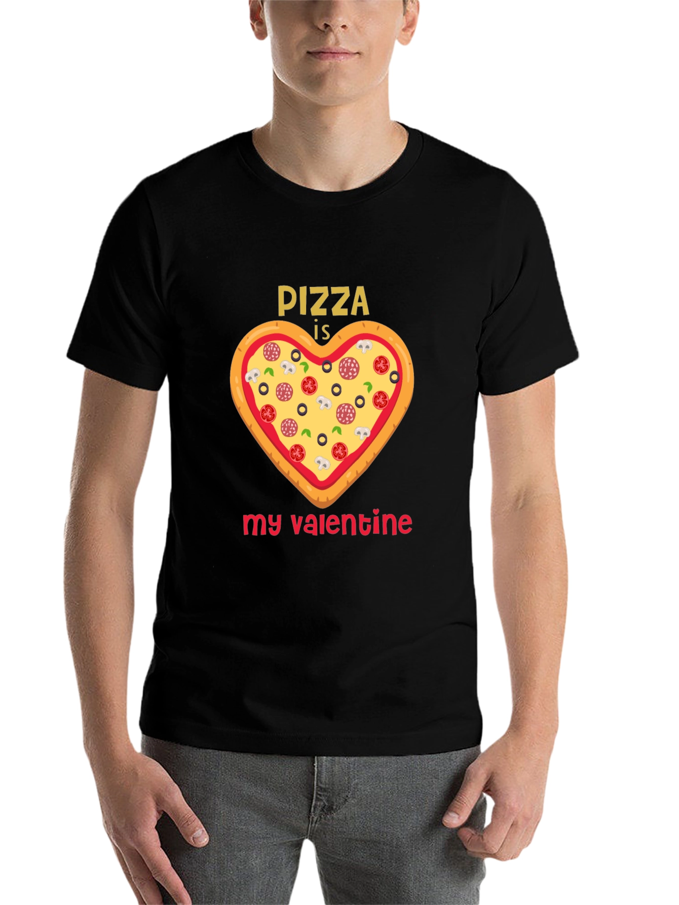Black Pizza is My Valentine Graphic Tee view 7