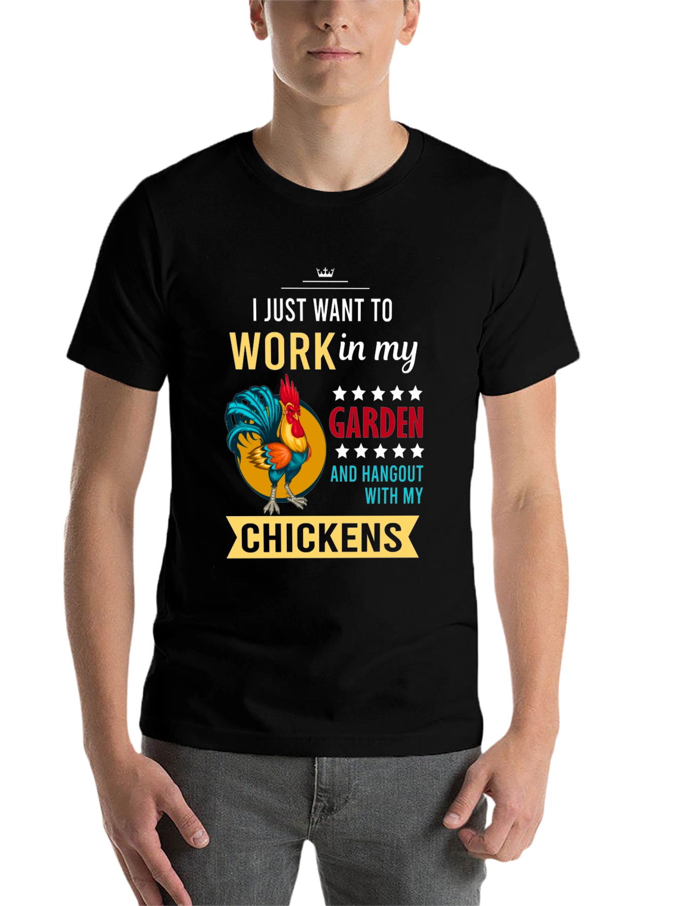 Black Gardening Chicken T-Shirt - Work in My Garden view 7