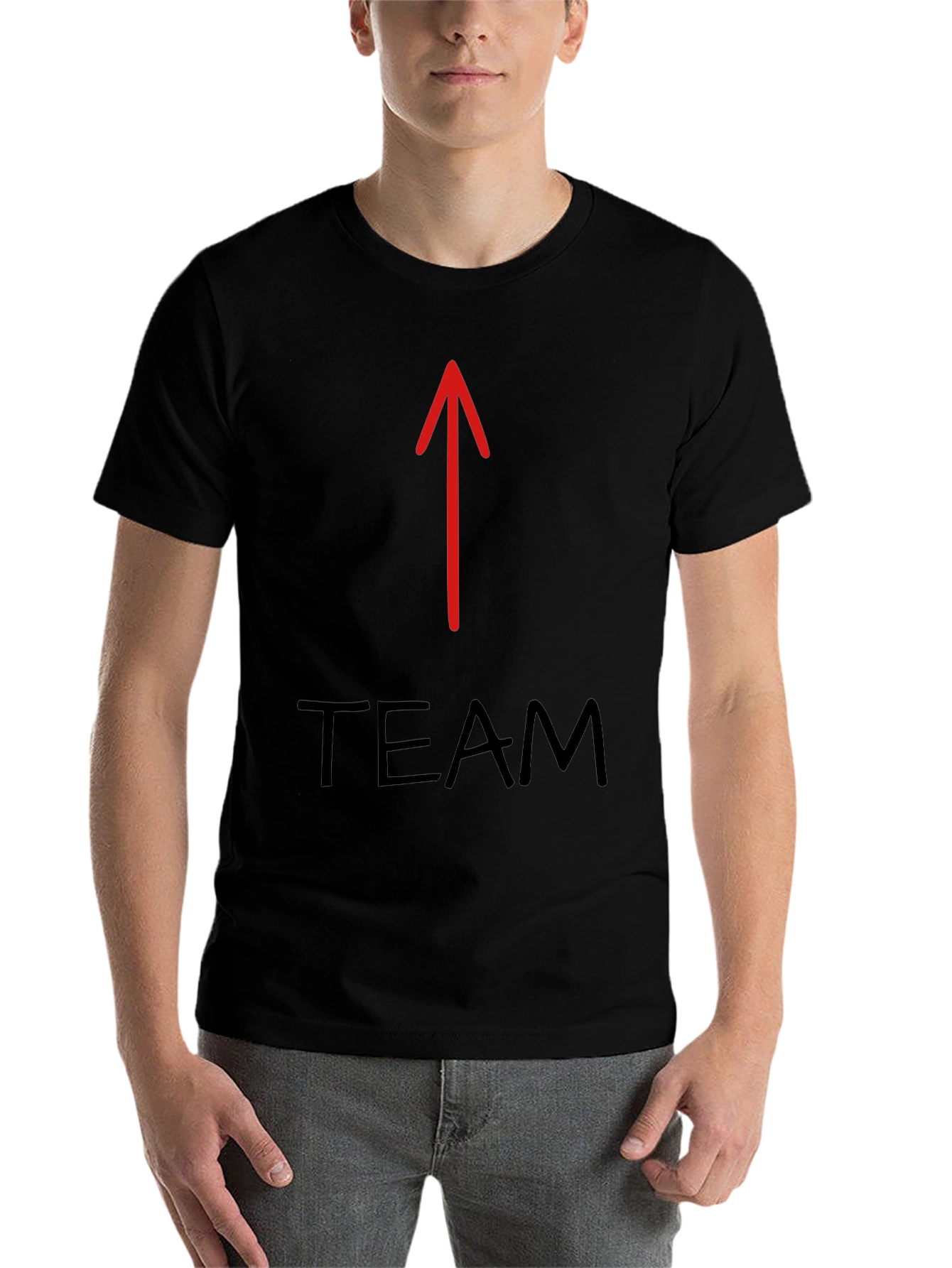 Black Team Arrow Graphic Tee - Black Cotton T-Shirt view 7