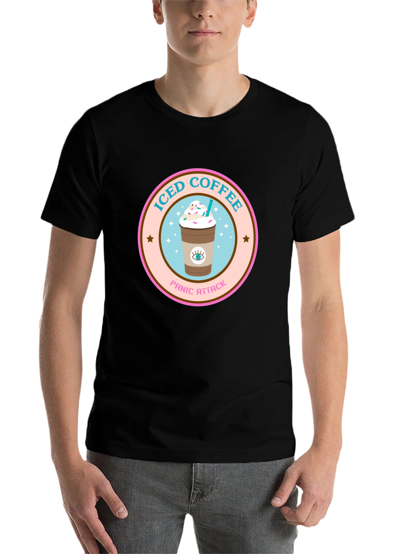 Black Iced Coffee Panic Attack Graphic Tee view 7