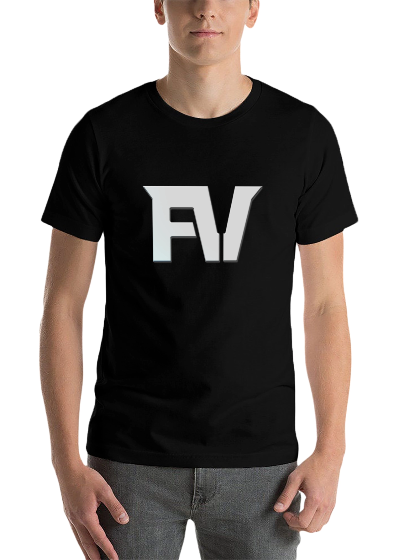 Black FV Logo Black T-Shirt - Modern Graphic Tee view 7