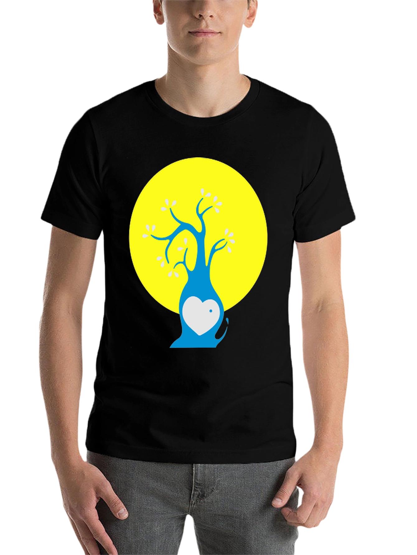 Black Artsy Tree Graphic Tee - Black Cotton Blend Shirt view 7
