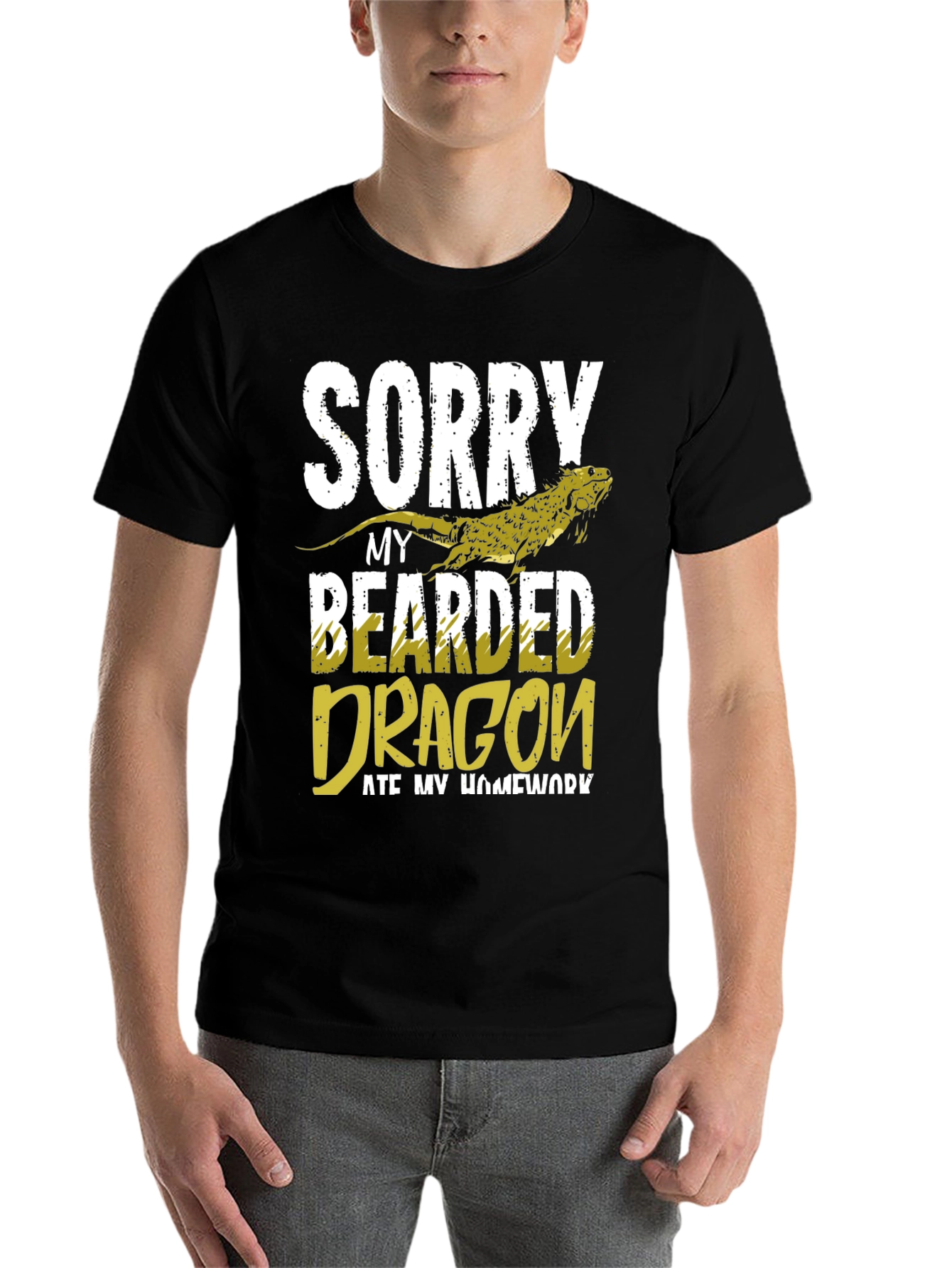 Black Bearded Dragon Ate My Homework Funny Graphic Tee view 7