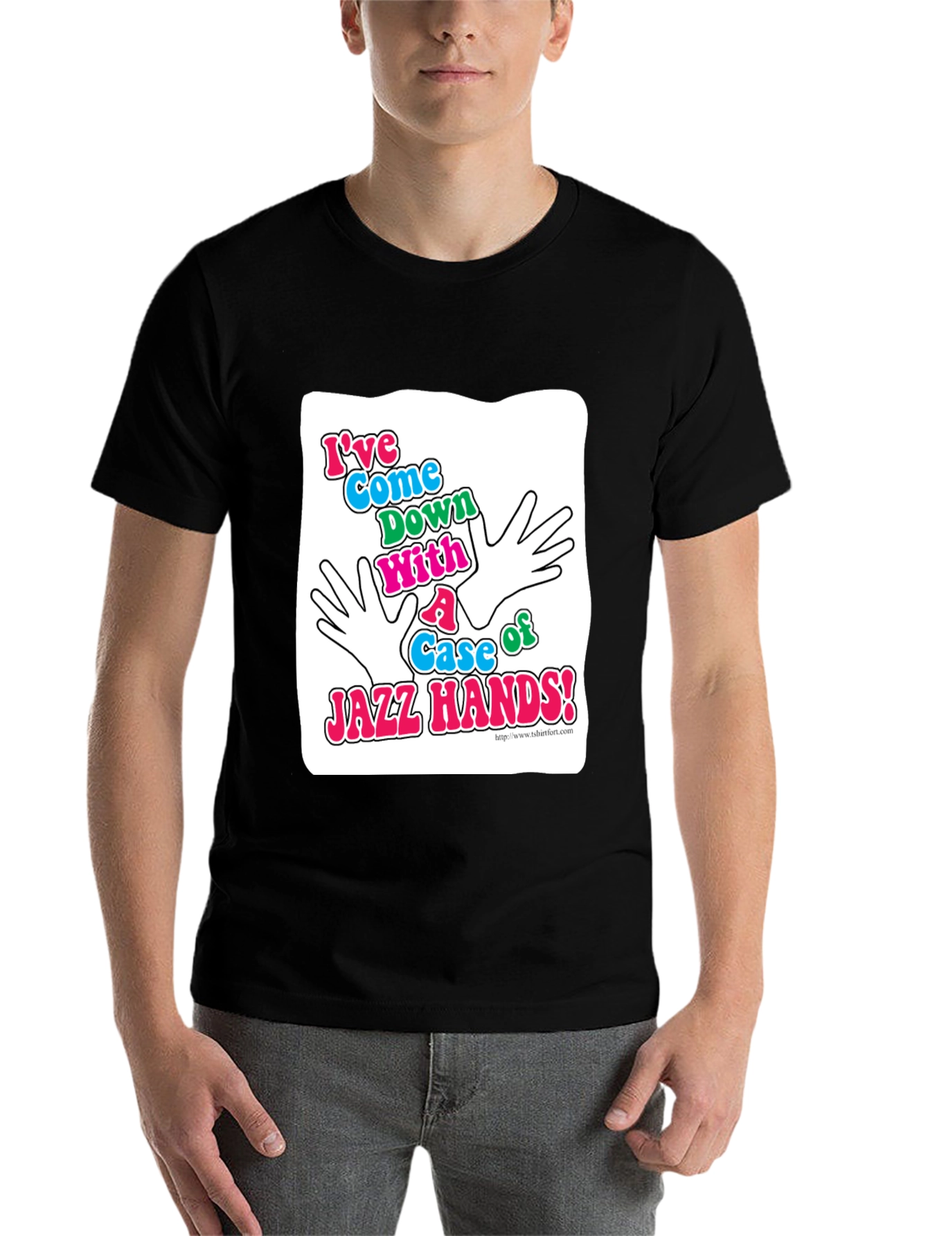 Black Jazz Hands Graphic T-Shirt - Black Cotton Tee view 7