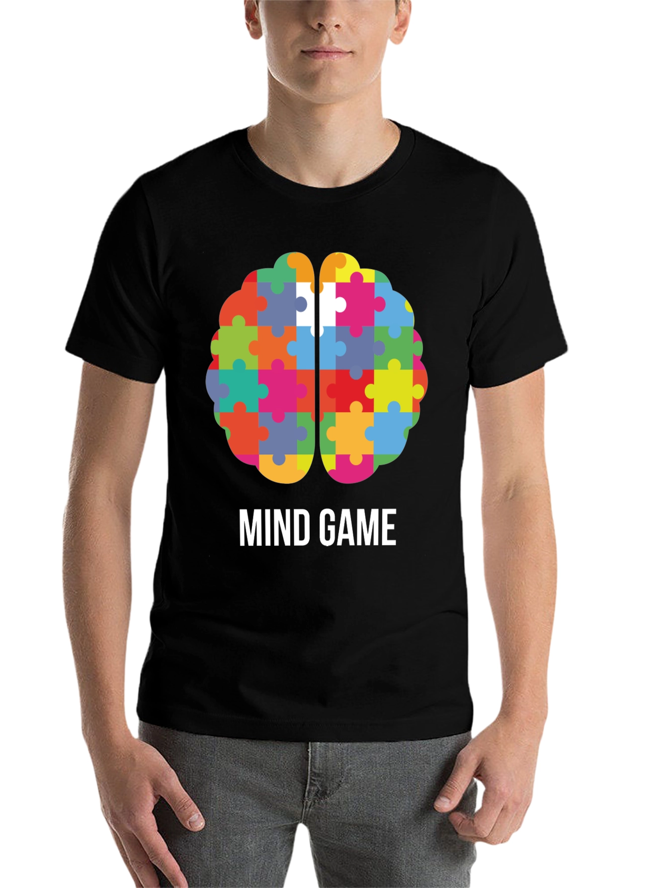 Black Mind Game Puzzle Brain T-Shirt view 7