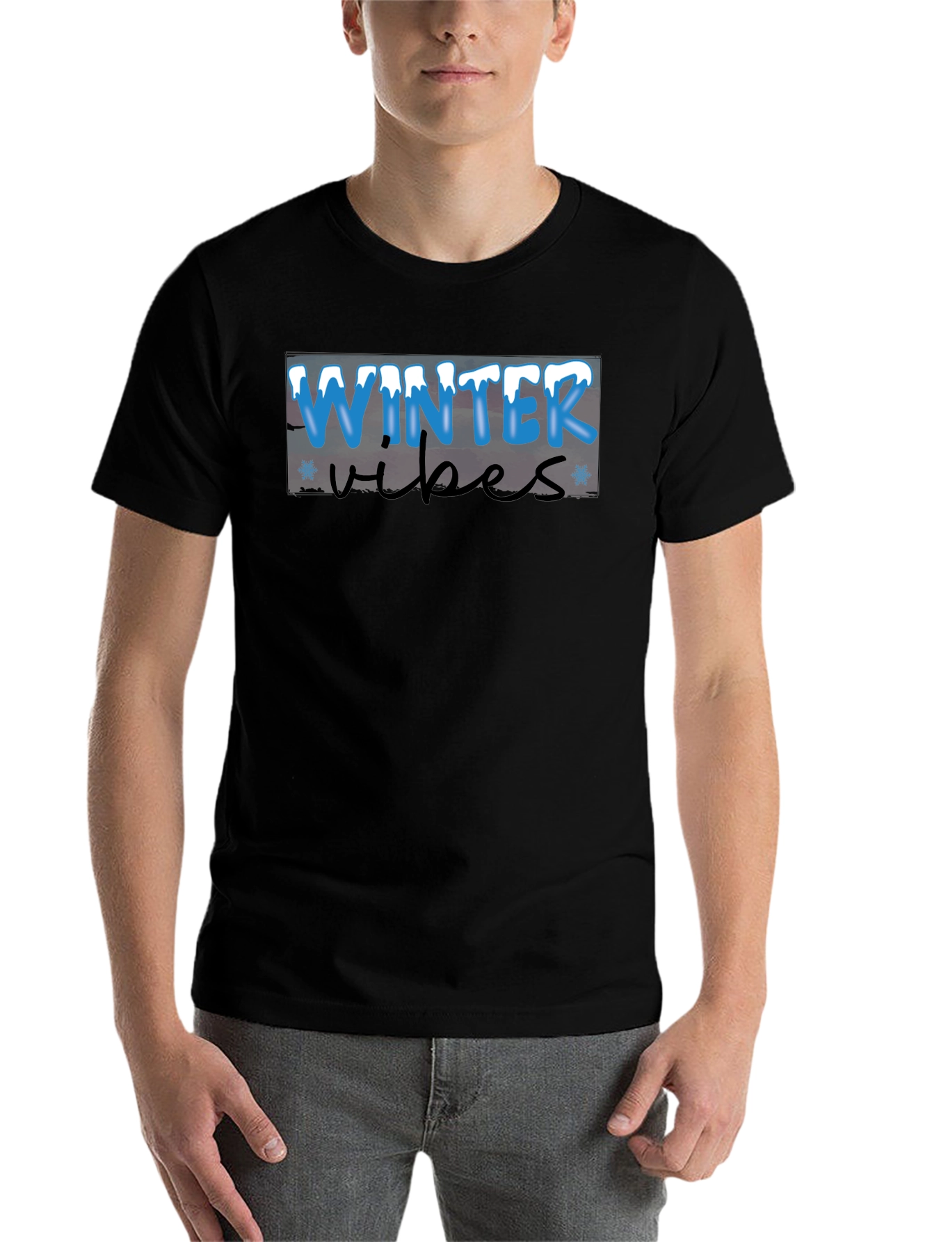 Black Winter Vibes Black T-Shirt view 7