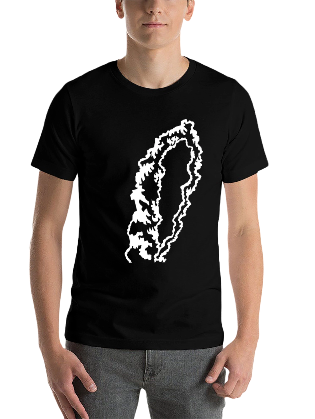 Black Abstract Graphic Print T-Shirt - Modern Style view 7