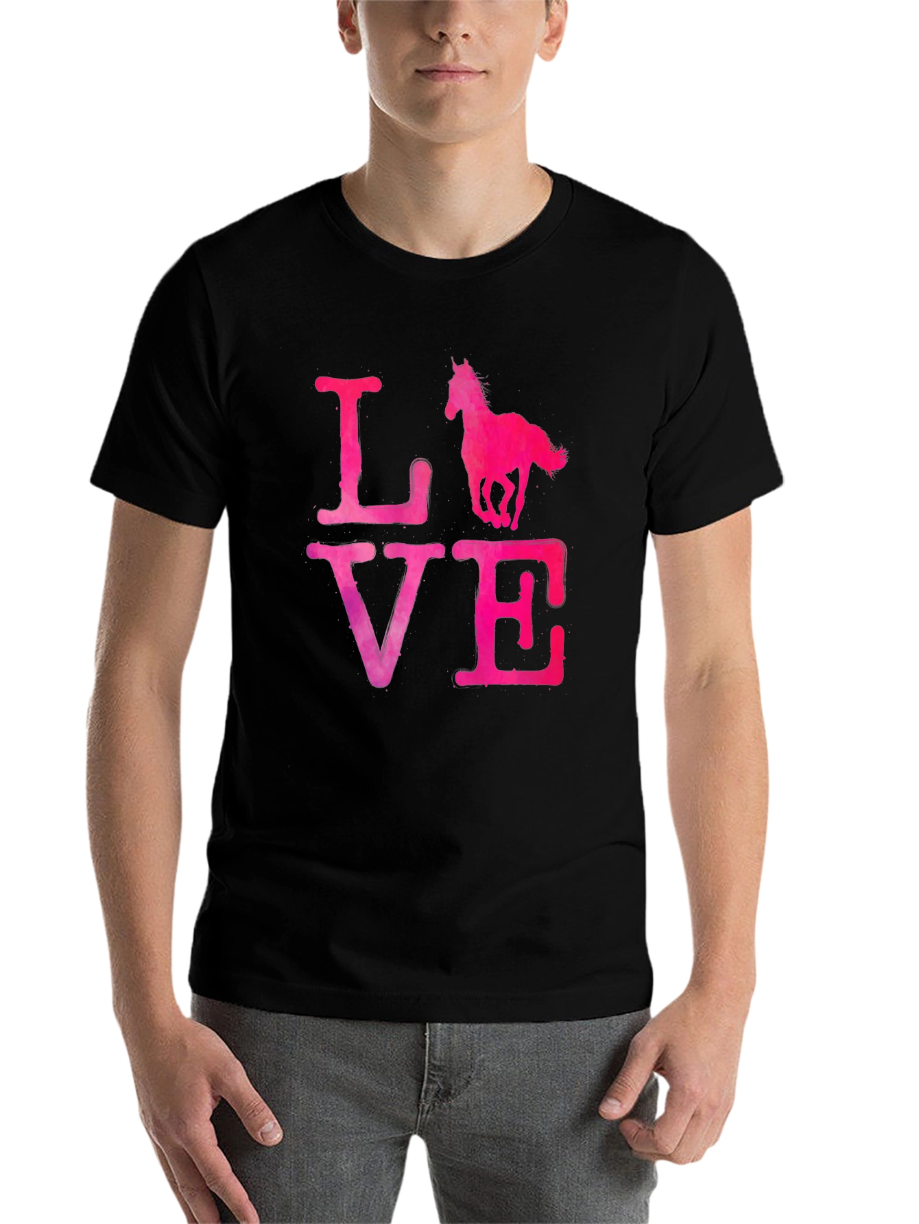 Black Love Horse T-Shirt - Black view 7