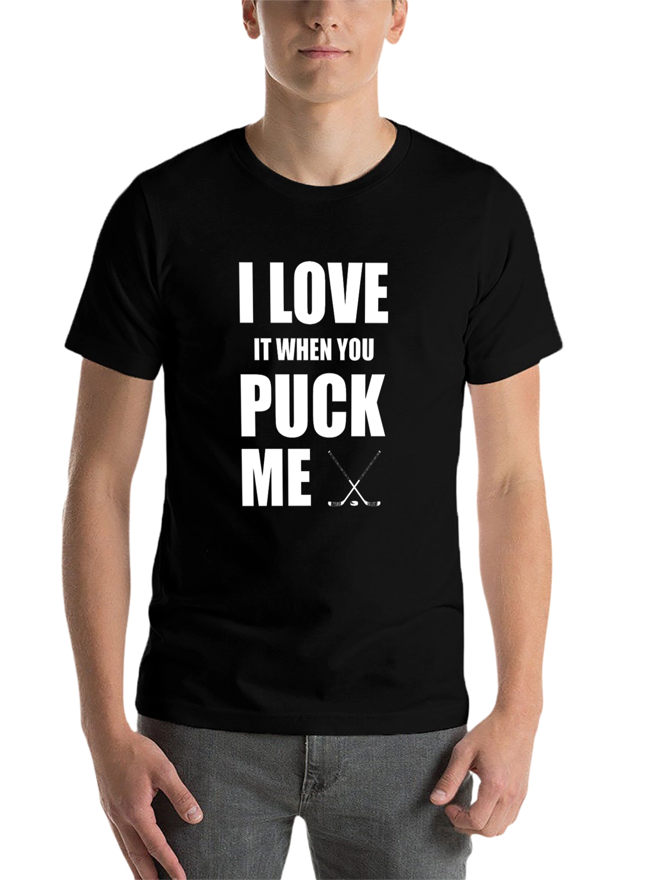 Black I Love It When You Puck Me Hockey Graphic Tee view 7