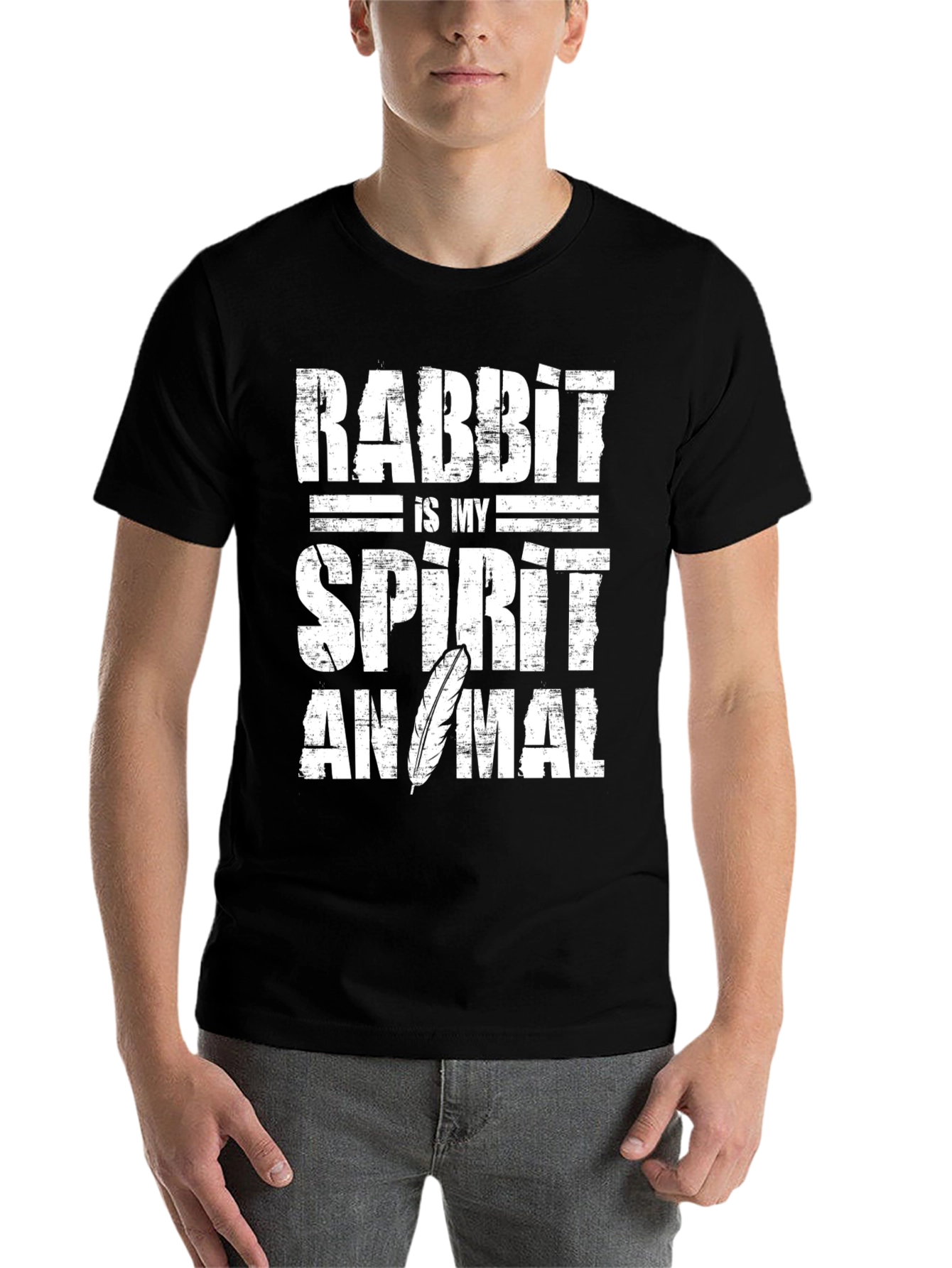 Black Rabbit Spirit Animal Graphic Tee - Soft Cotton view 7
