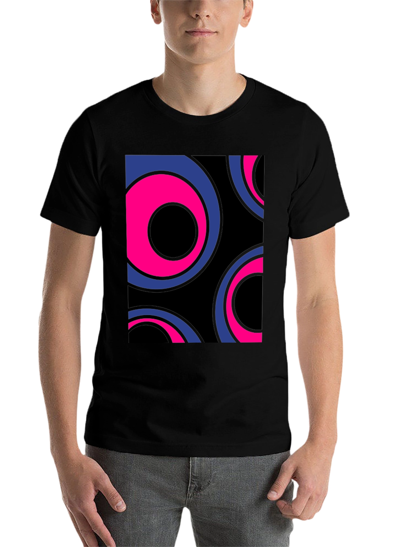 Black Retro Circle Graphic Tee - Bold Style view 7