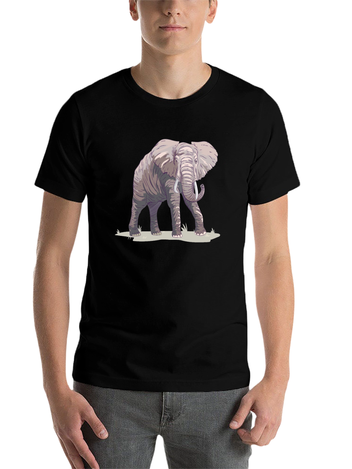 Black Elephant Graphic Print Black T-Shirt view 7
