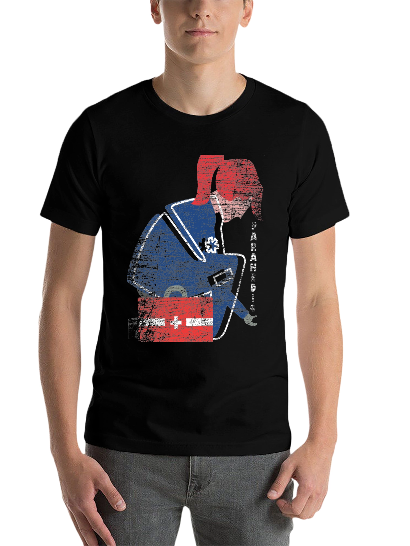 Black Paramedic Graphic T-Shirt - Grunge Style view 7