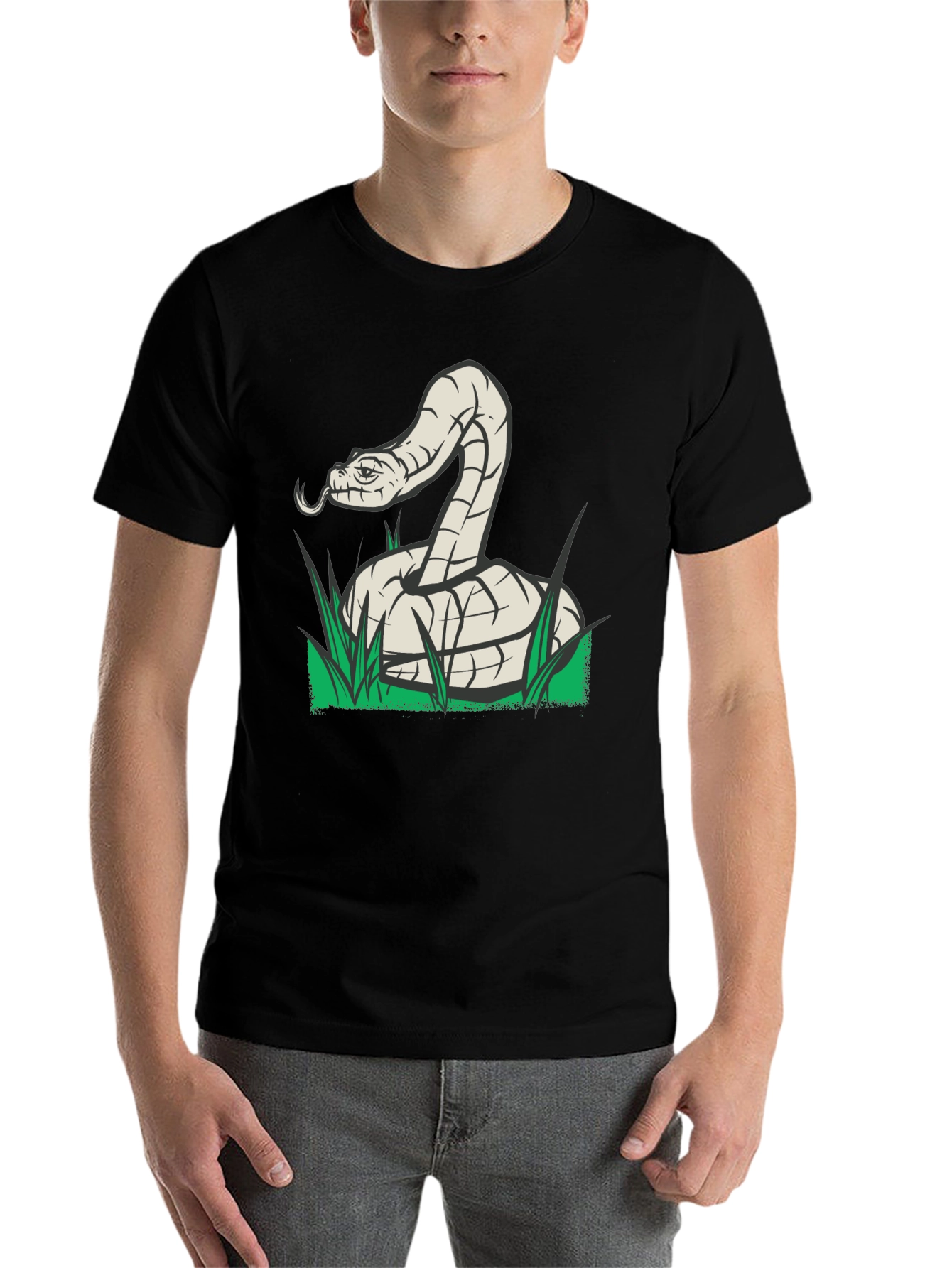Snake Graphic Tee - Black Cotton T-Shirt - 7