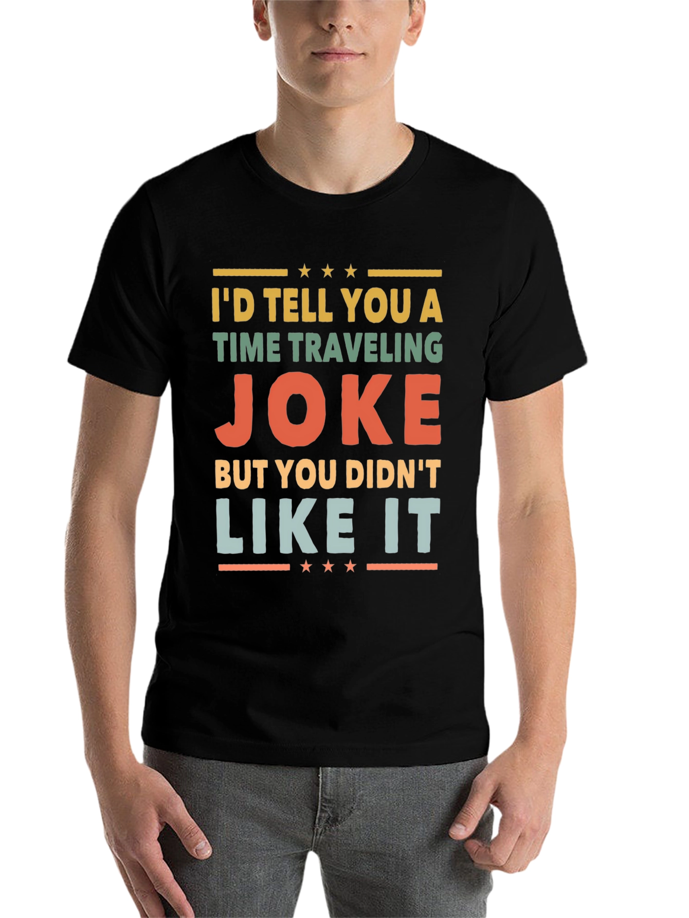 Black Time Traveling Joke Graphic Tee view 7
