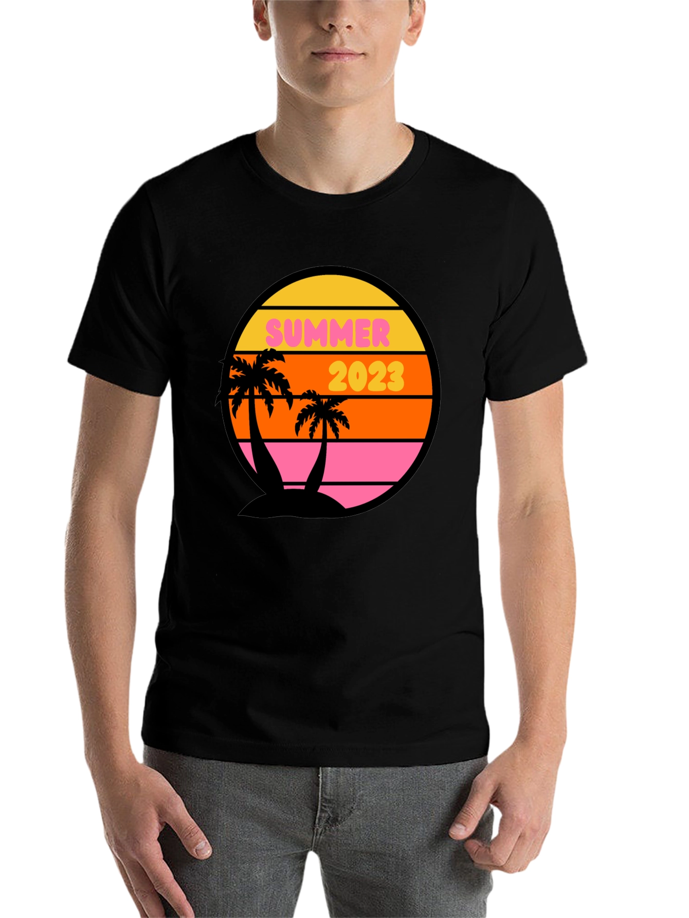 Black Summer 2023 Palm Tree Graphic Tee - Black view 7