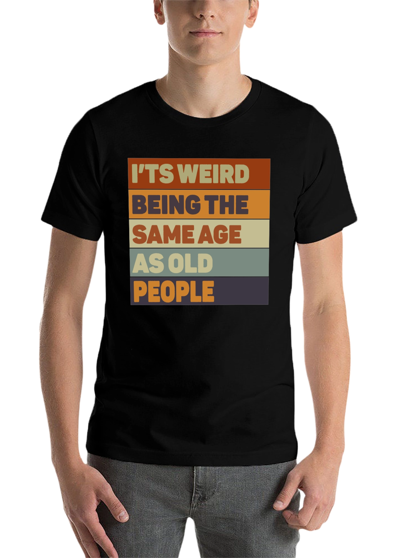 Black Funny 'Same Age as Old People' Graphic T-Shirt view 7