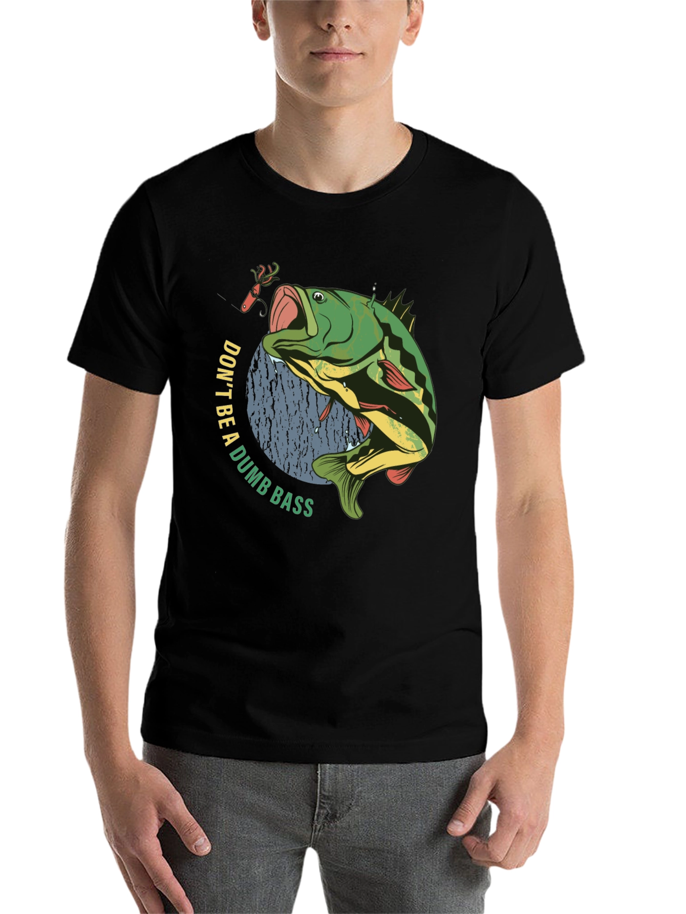 Black Don't Be A Dumb Bass T-Shirt - Fishing Humor Tee view 7