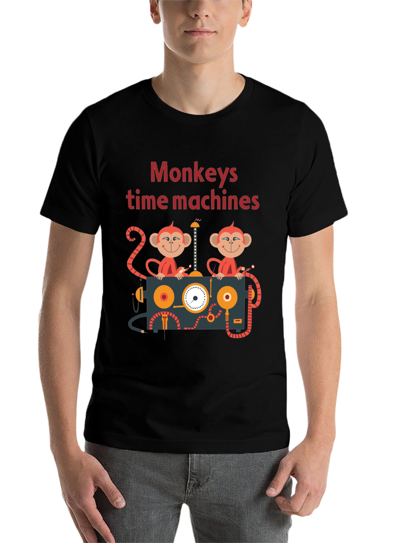 Black Monkeys Time Machines Graphic Tee - Black Cotton T-Shirt view 7