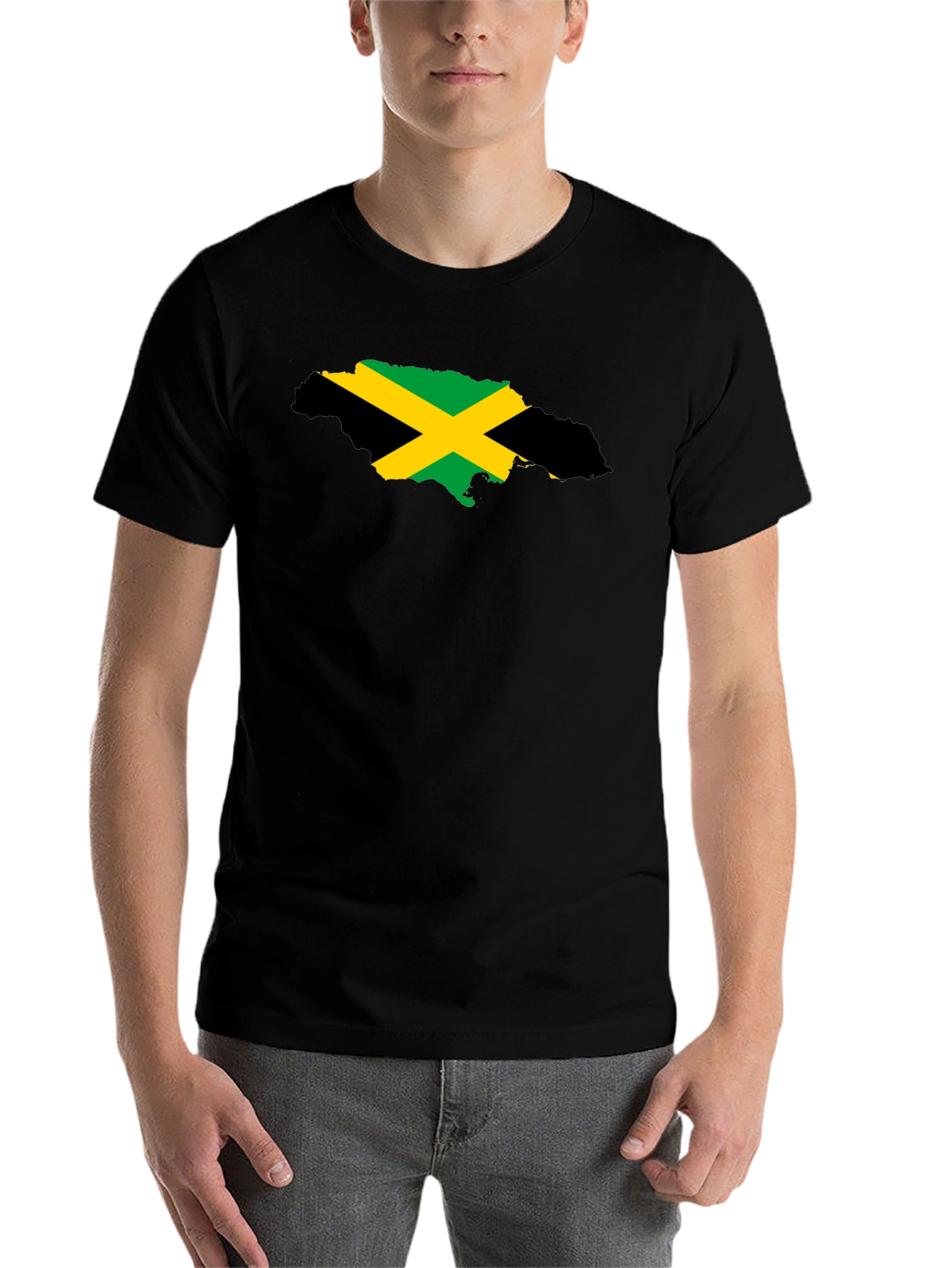 Jamaica Flag Map Black T-Shirt - Island Pride - 7