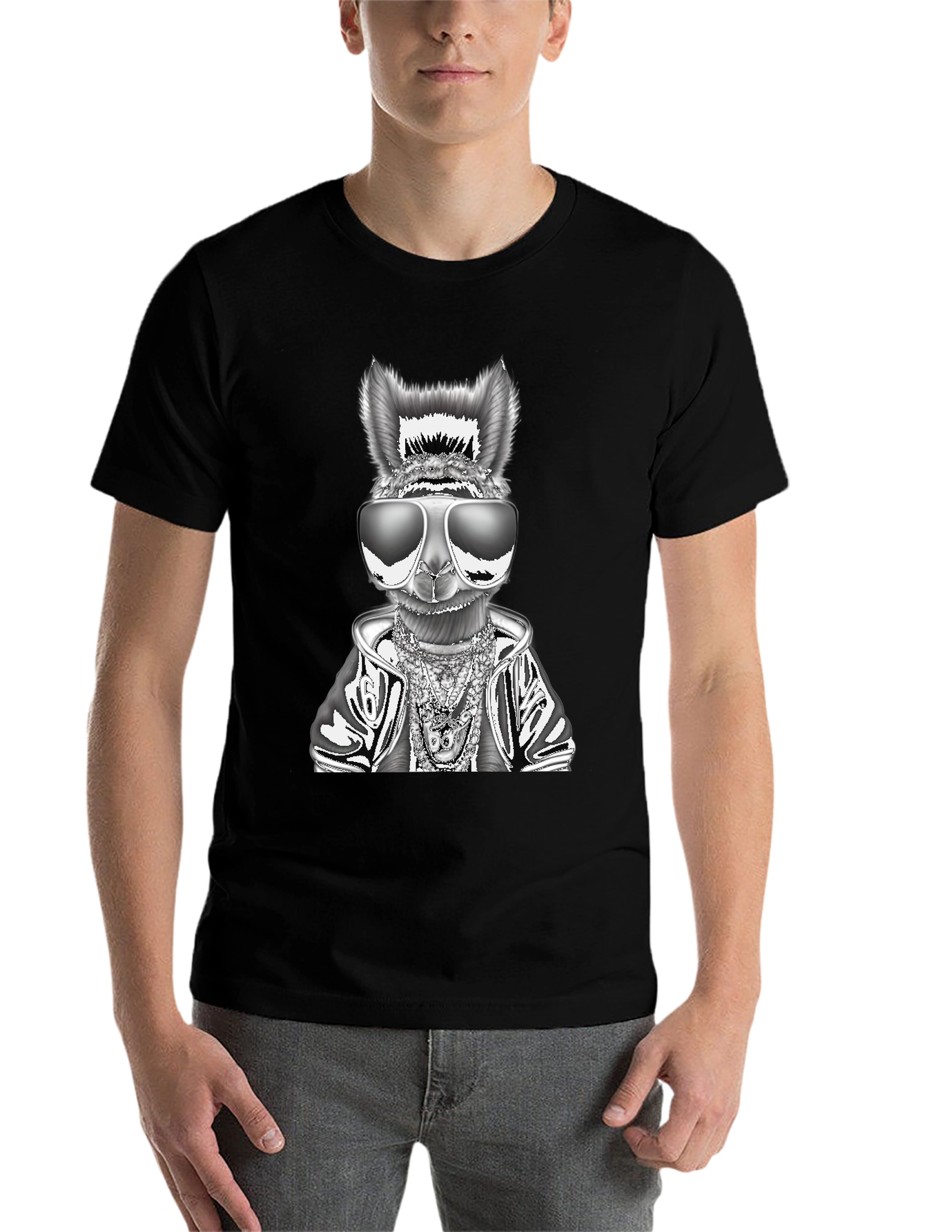 Black Cool Llama Graphic Tee - Black view 7