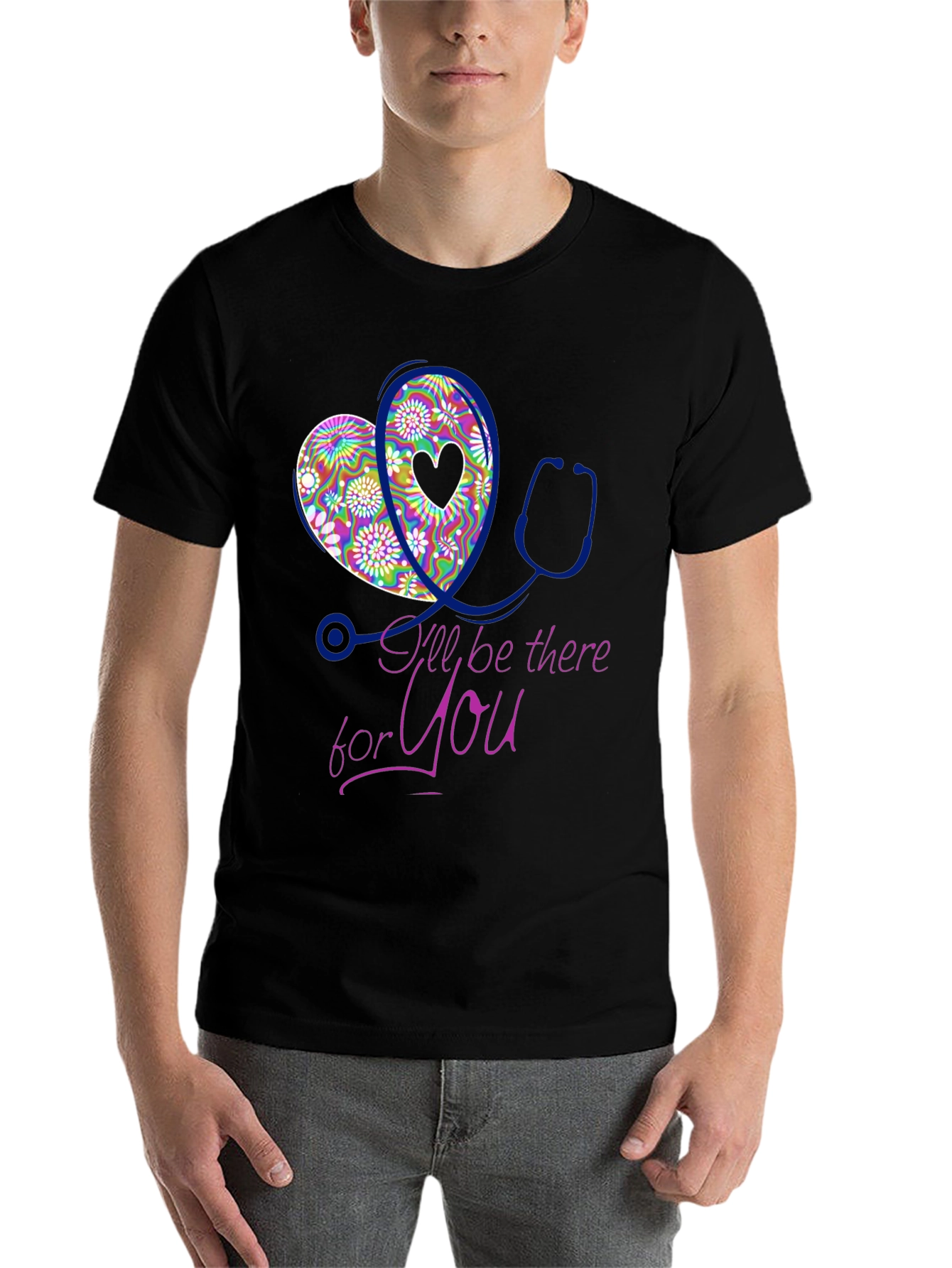 Black Heart Stethoscope Graphic Tee - Nurse Doctor Gift view 7