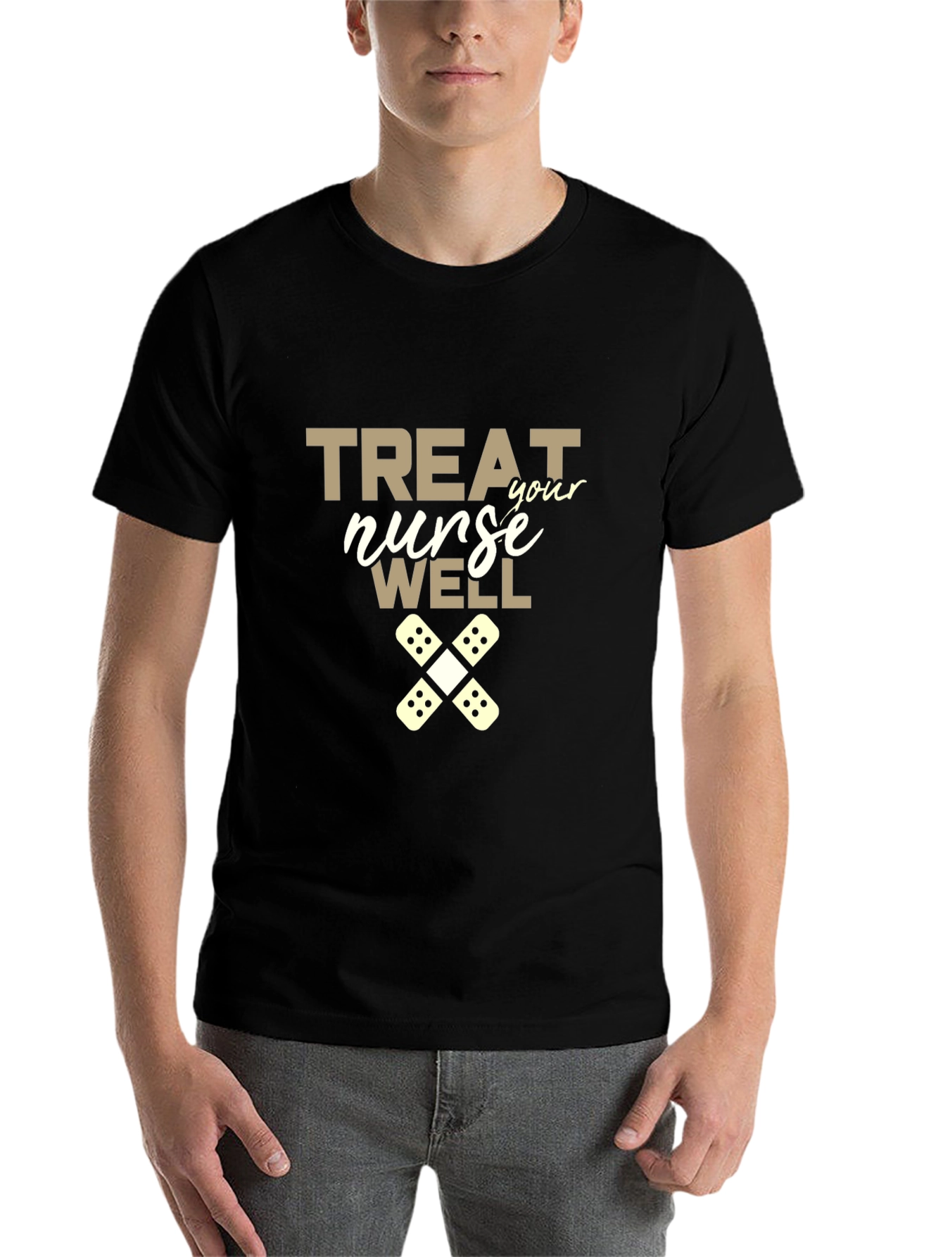Black Treat Your Nurse Well Graphic Tee view 7