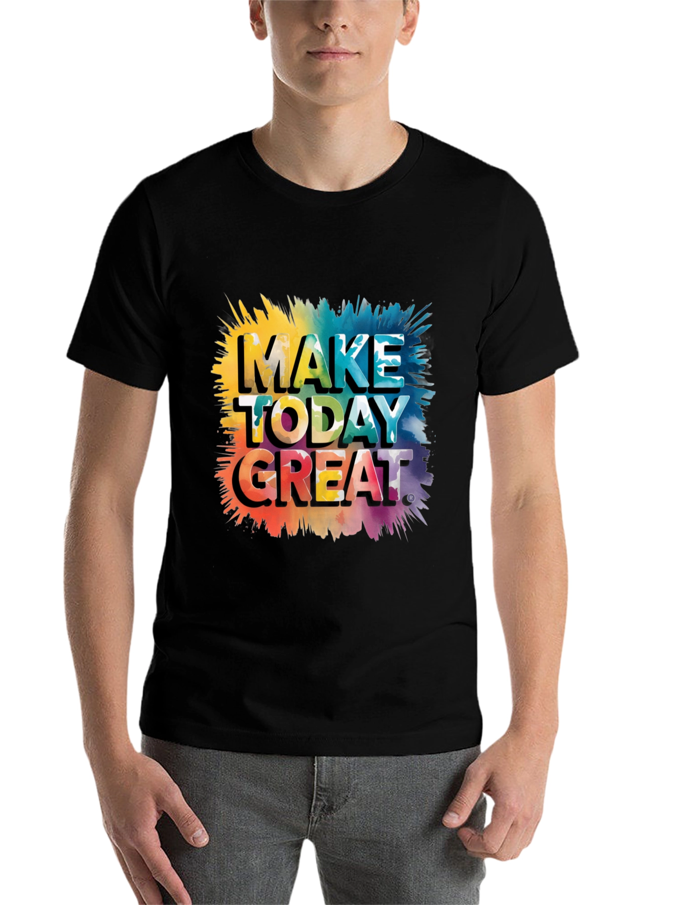 Black Make Today Great Graphic Tee - Black Cotton Blend view 7