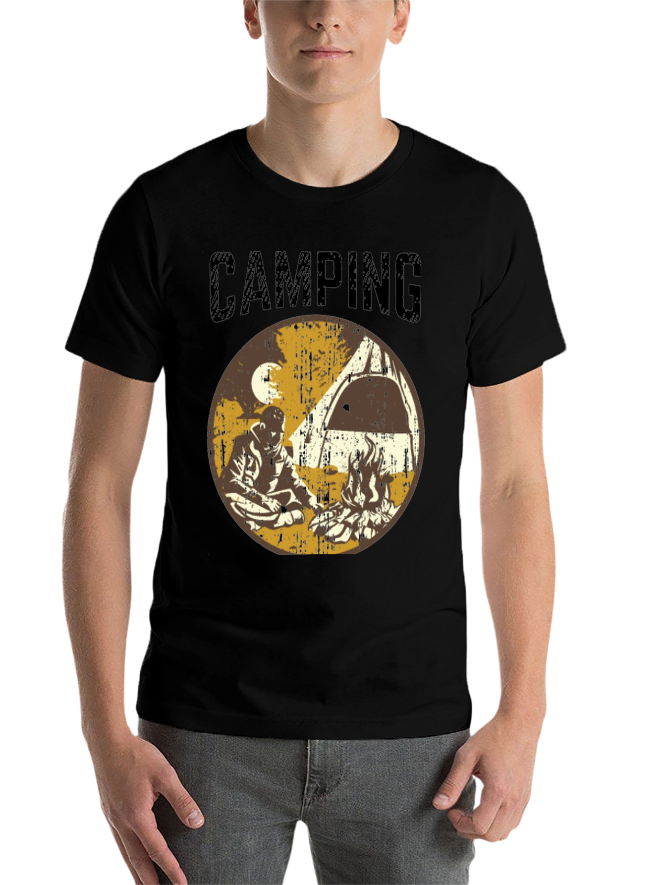Black Vintage Camping Graphic T-Shirt view 7