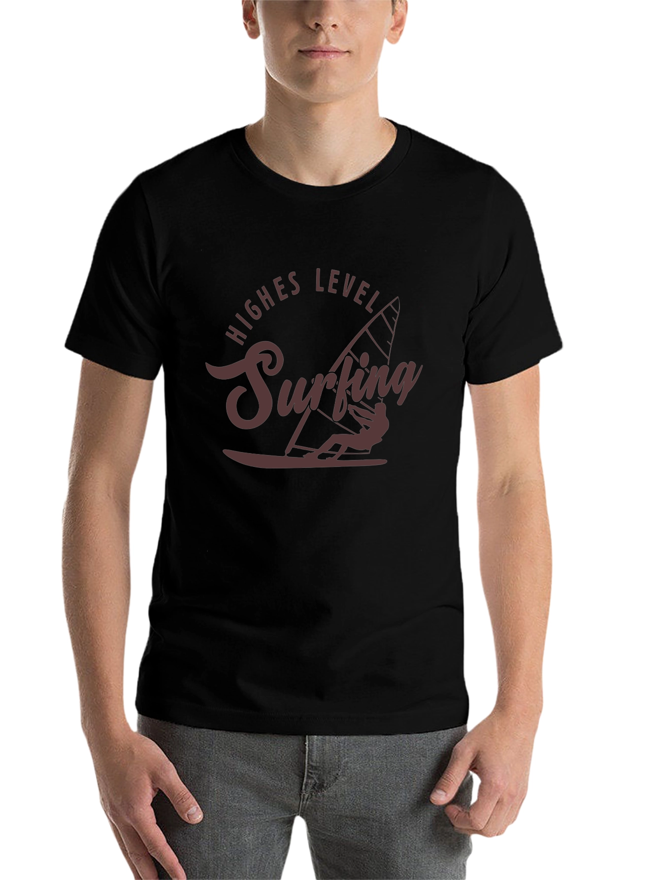 Black Surfing T-Shirt - Highest Level Design, Casual Wear view 7